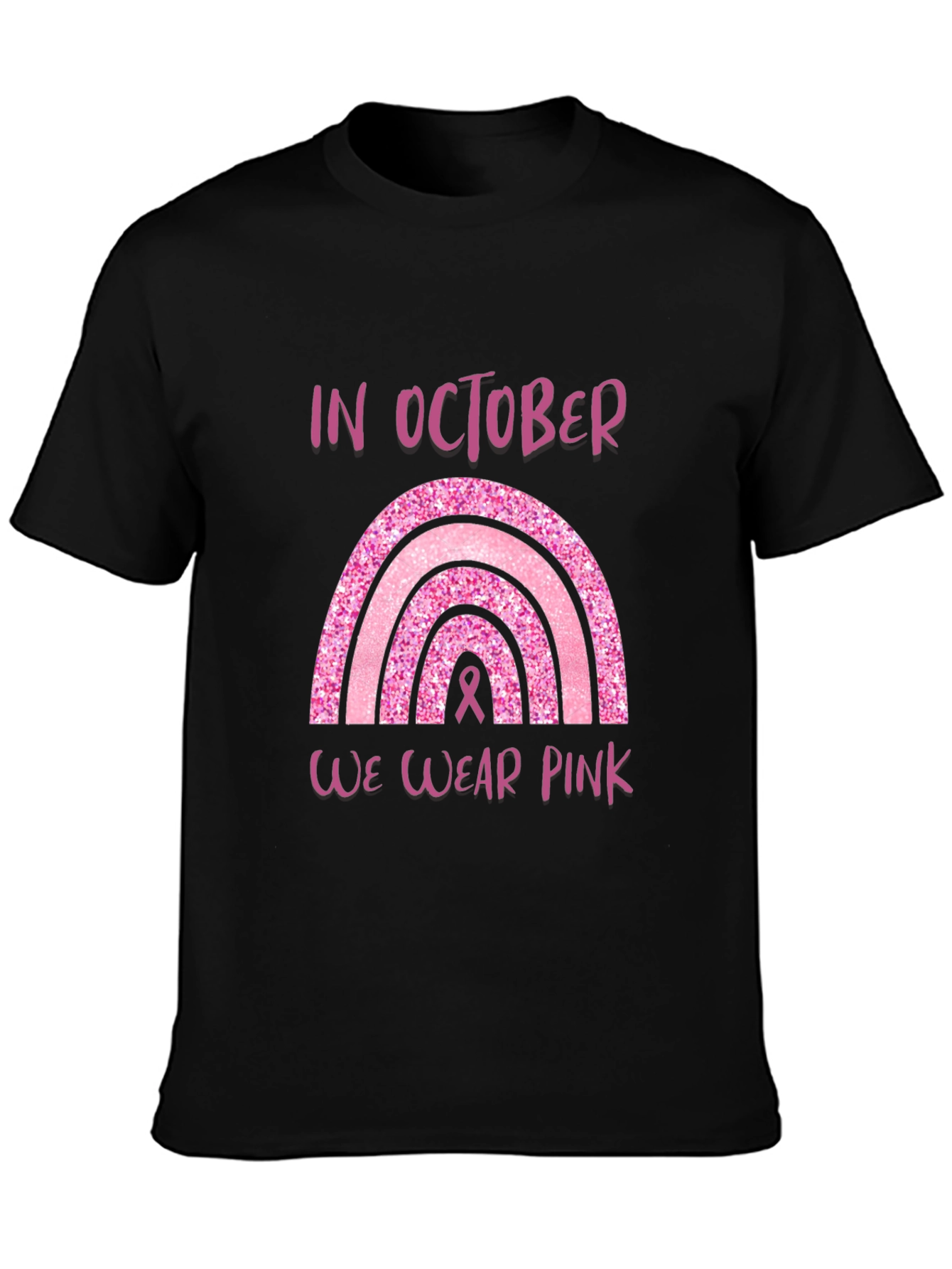 Pink October Breast Cancer Awareness Rainbow T-Shirt