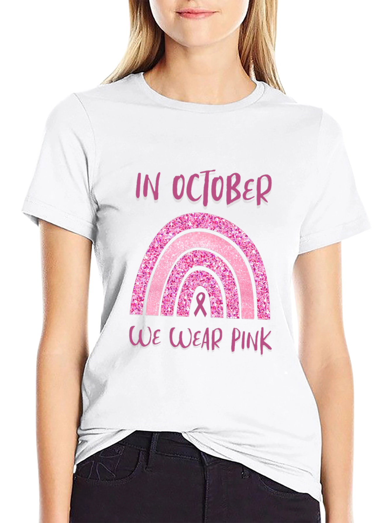 Pink October Breast Cancer Awareness Rainbow T-Shirt