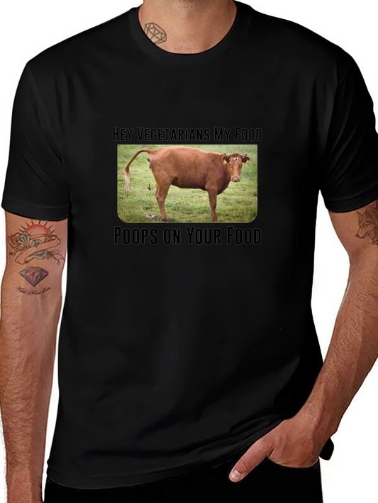 Humorous Hey Vegetarians Graphic T-Shirt