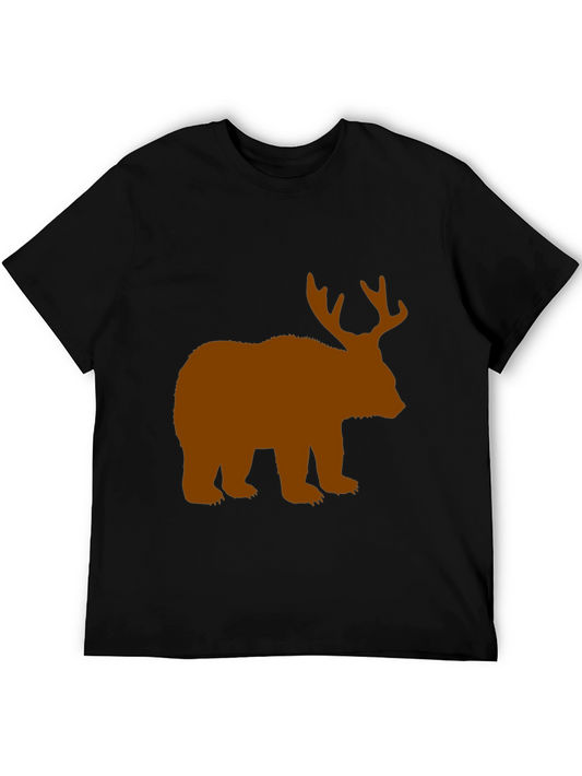 Bear with Antlers Black Graphic Tee