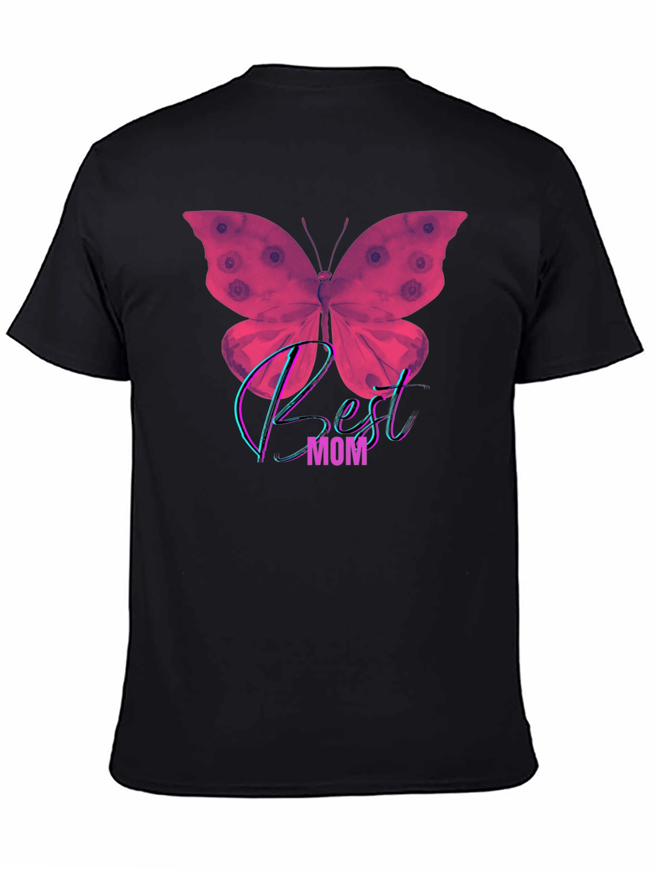 Best Mom Butterfly Graphic T-Shirt - Black