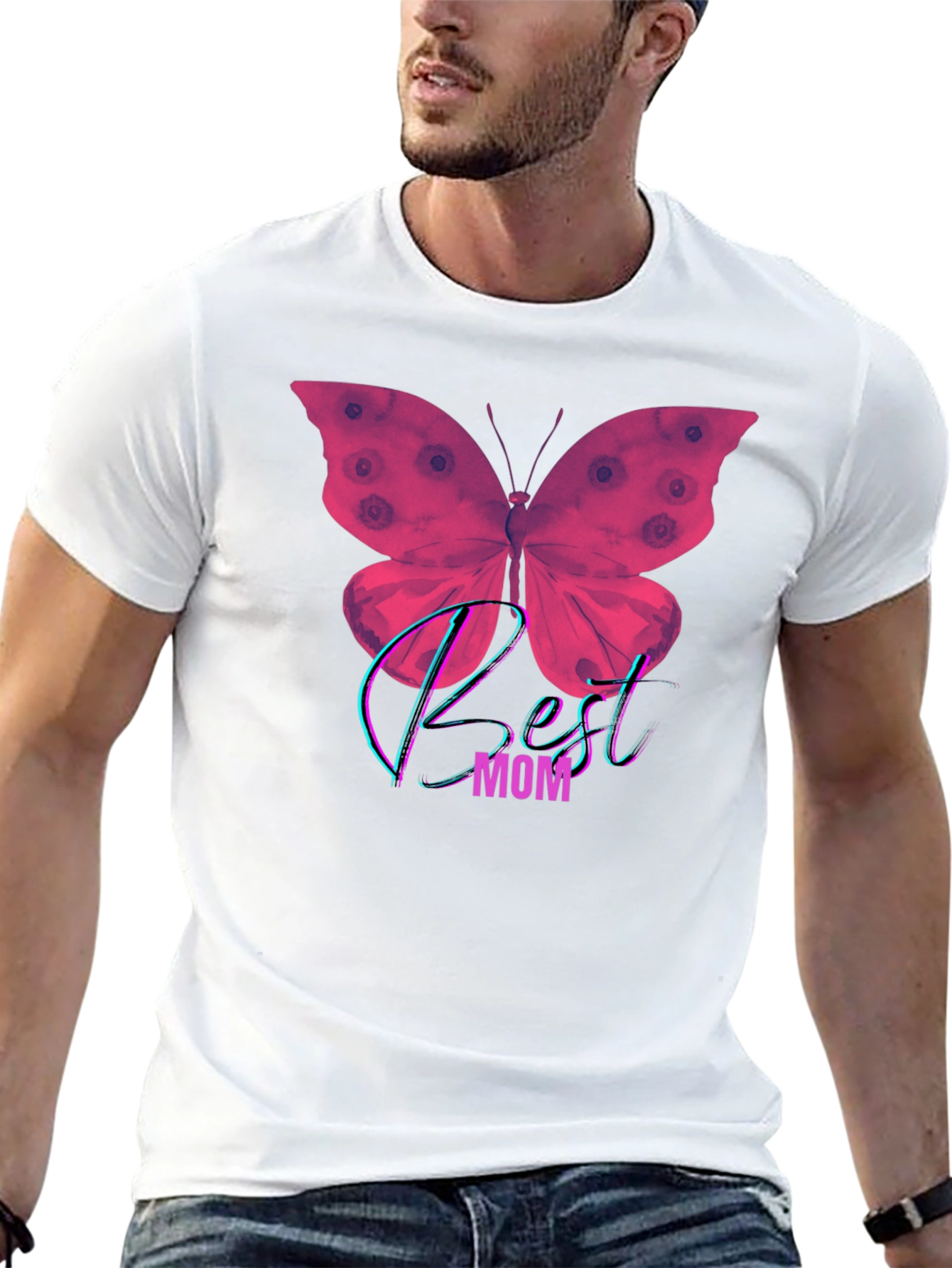 Best Mom Butterfly Graphic T-Shirt - Black