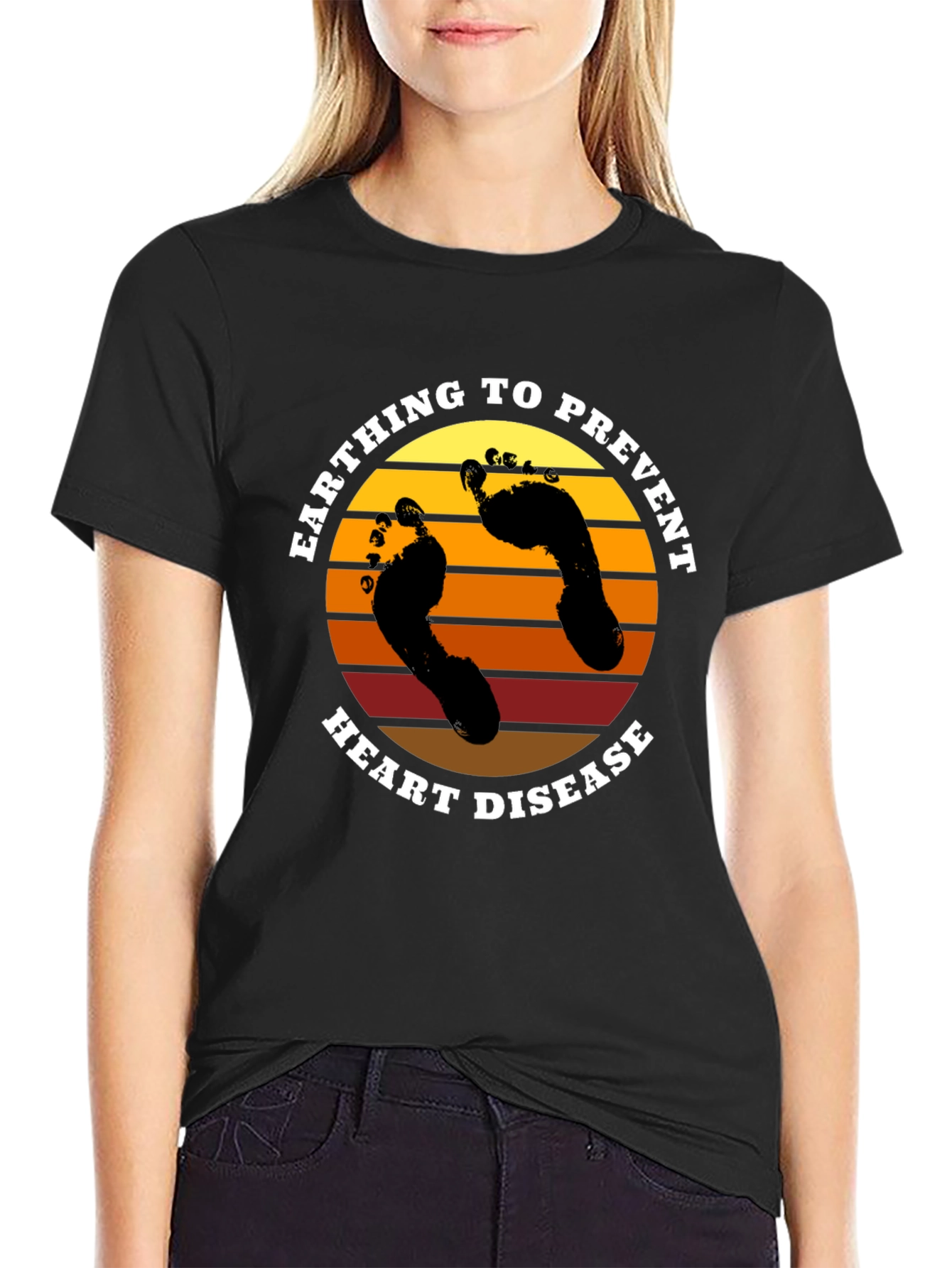 Earthing To Prevent Heart Disease Black T-Shirt