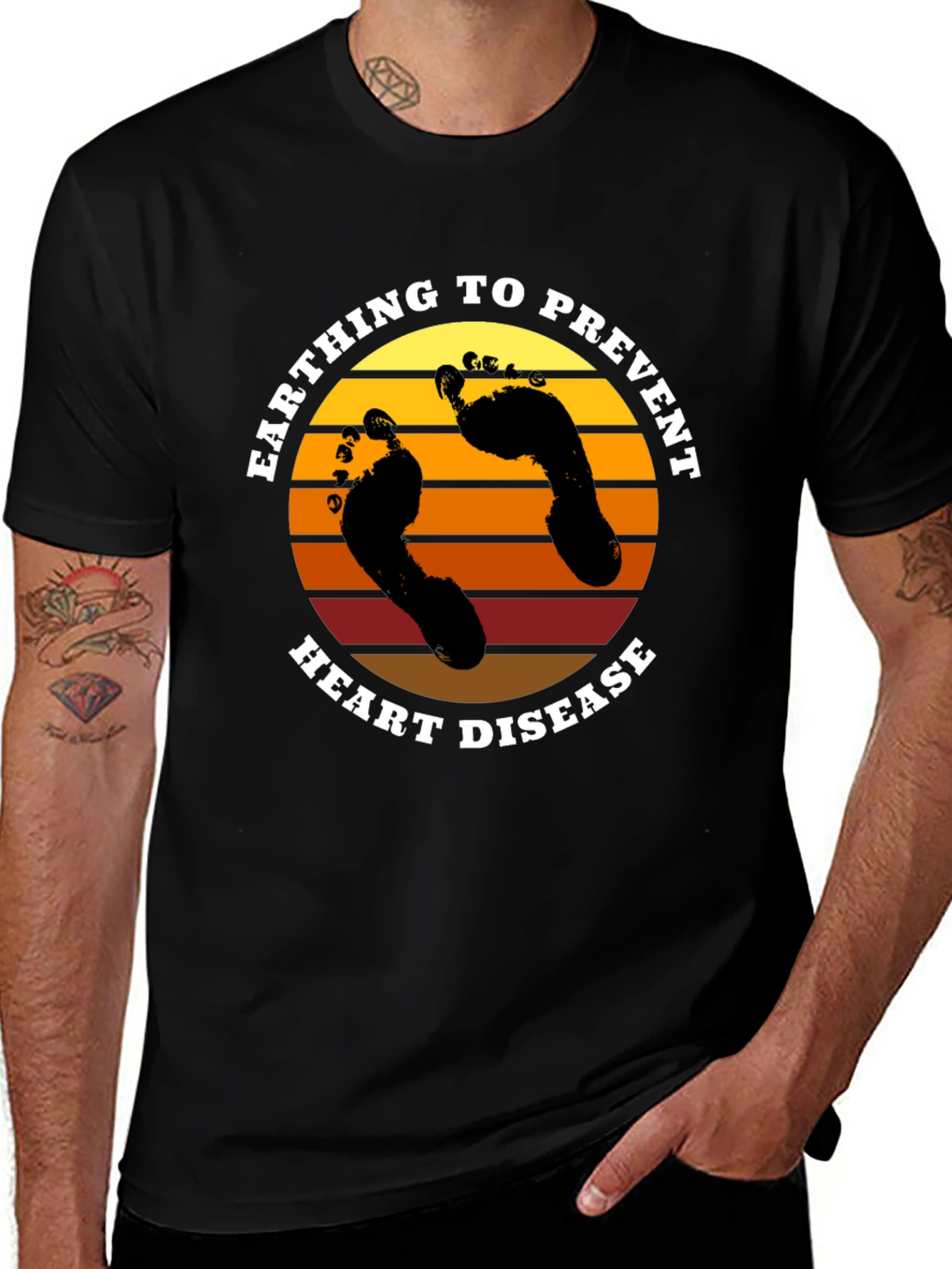 Earthing To Prevent Heart Disease Black T-Shirt