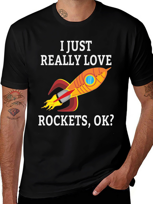 I Love Rockets Graphic T-Shirt - Space Fan Apparel