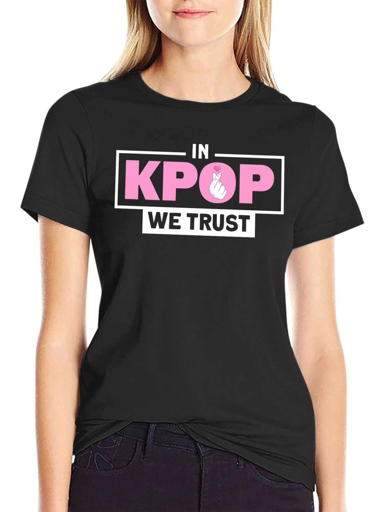 In Kpop We Trust Black Graphic Tee