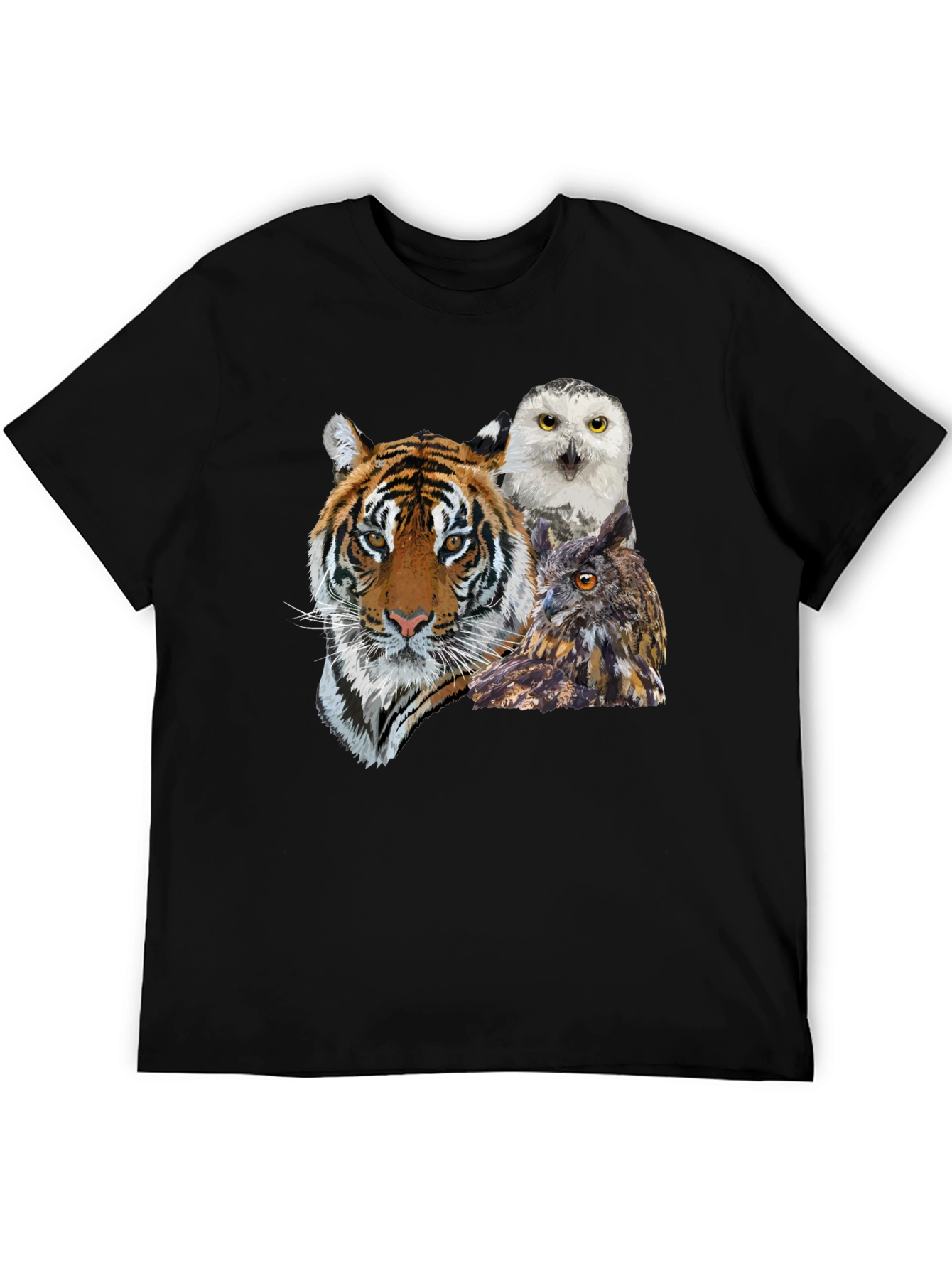 Tiger & Owl Graphic Print Black T-Shirt