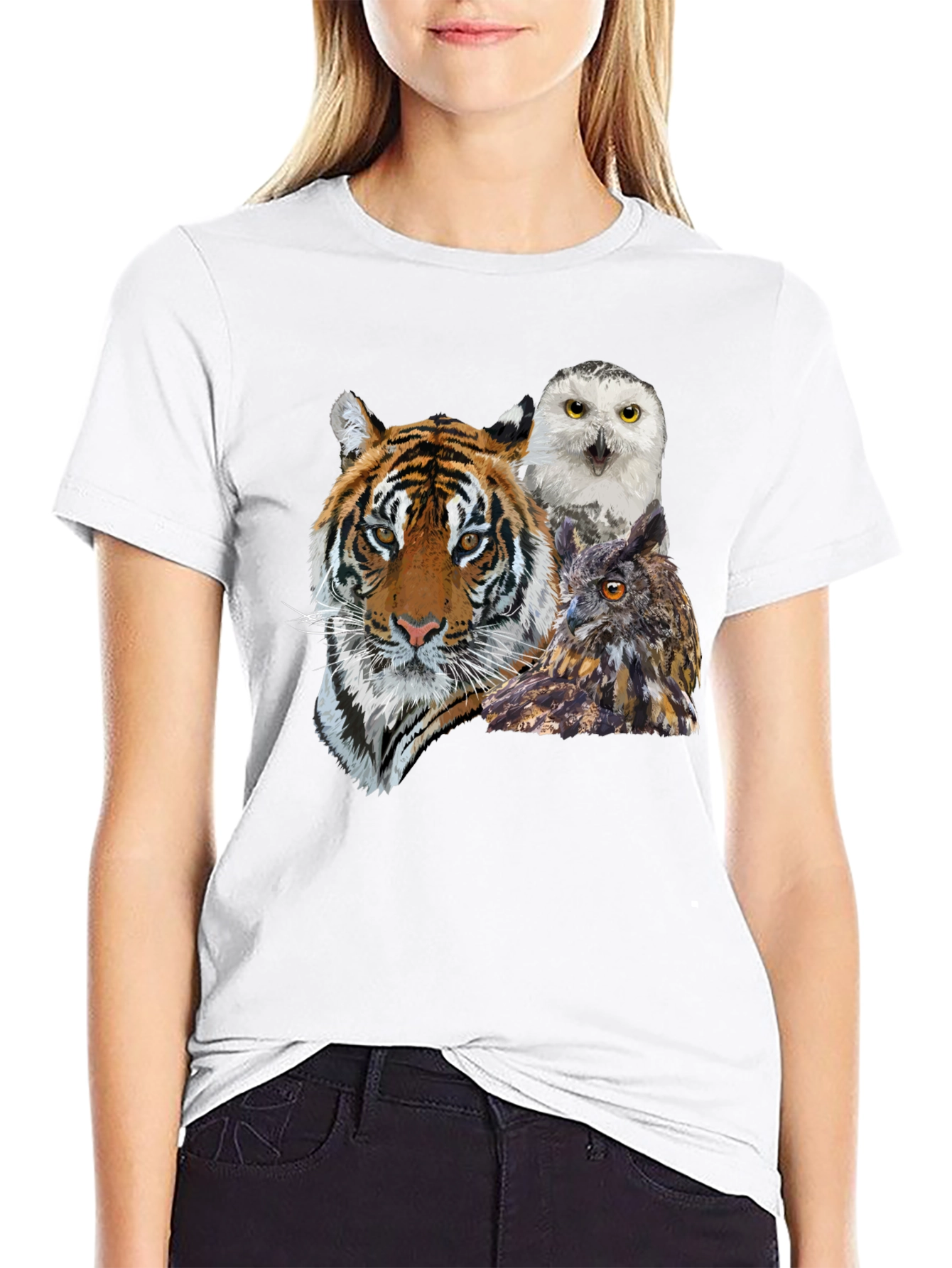 Tiger & Owl Graphic Print Black T-Shirt
