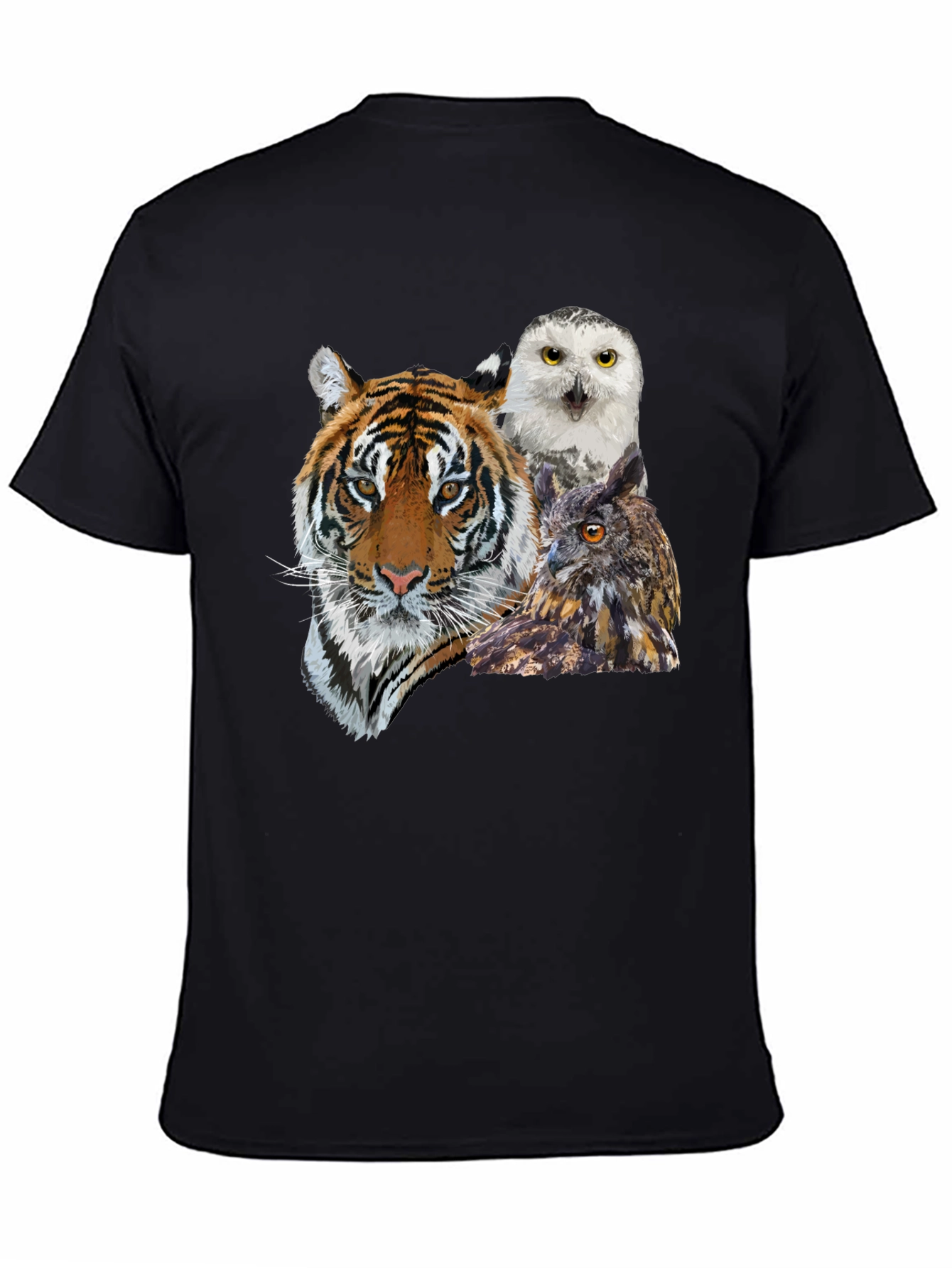 Tiger & Owl Graphic Print Black T-Shirt