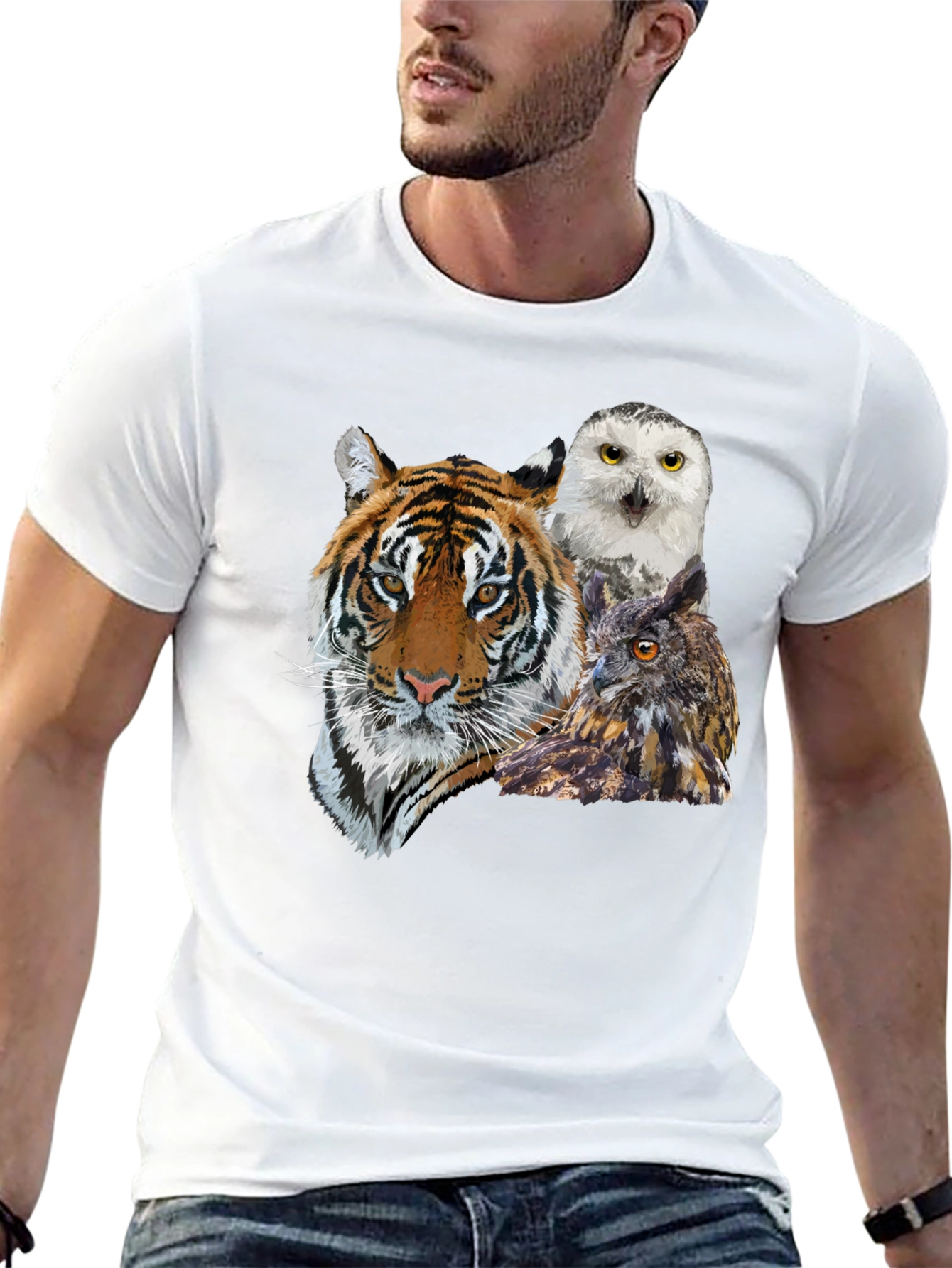 Tiger & Owl Graphic Print Black T-Shirt