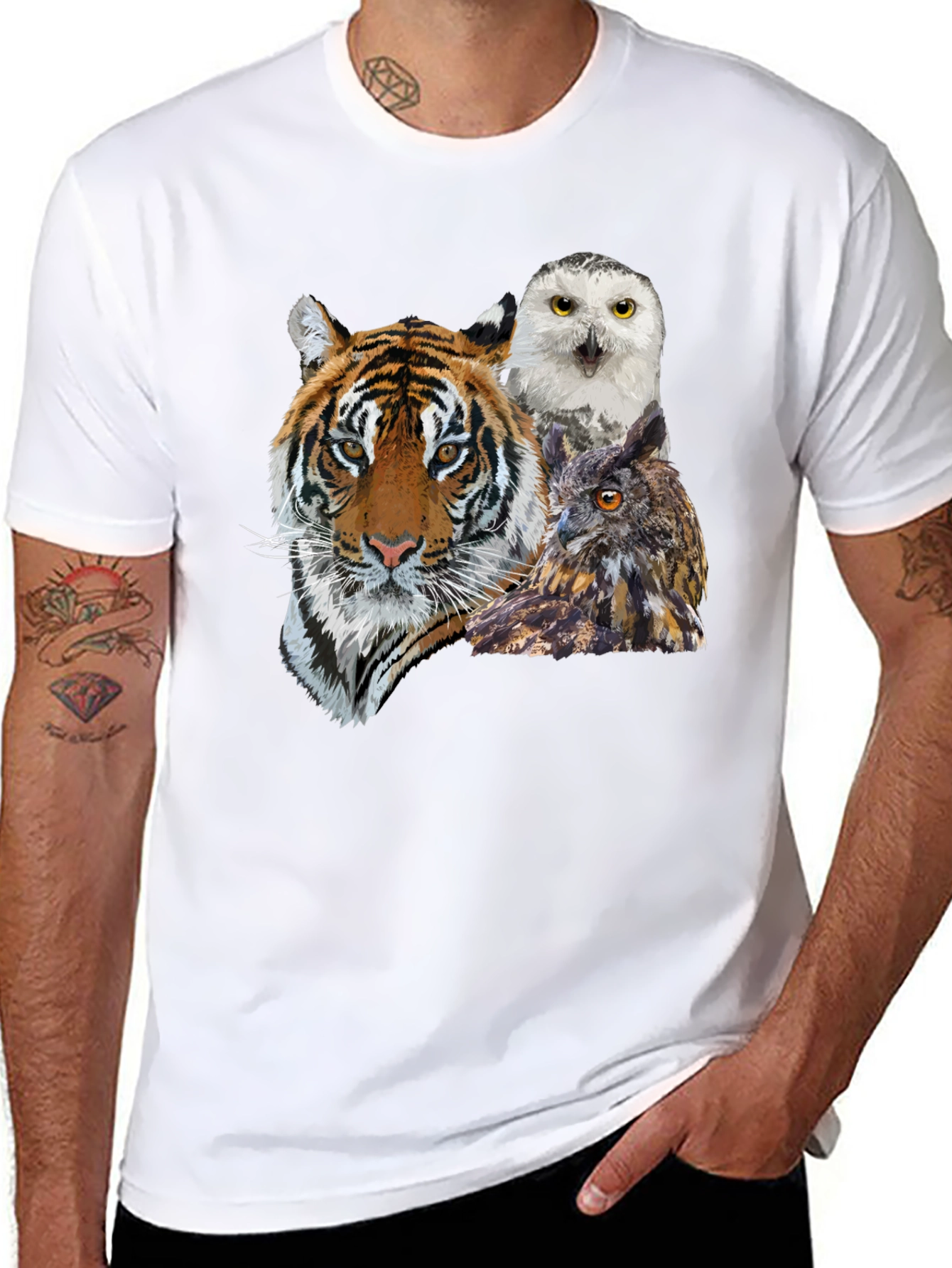 Tiger & Owl Graphic Print Black T-Shirt