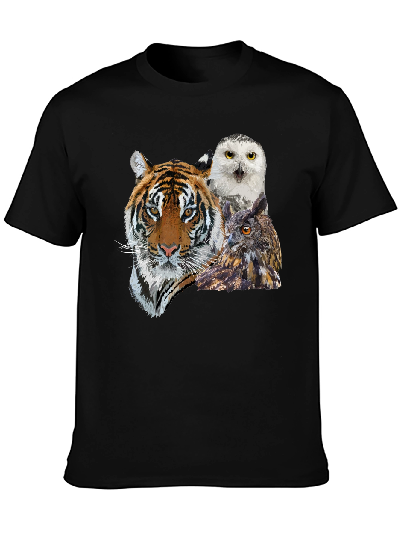 Tiger & Owl Graphic Print Black T-Shirt