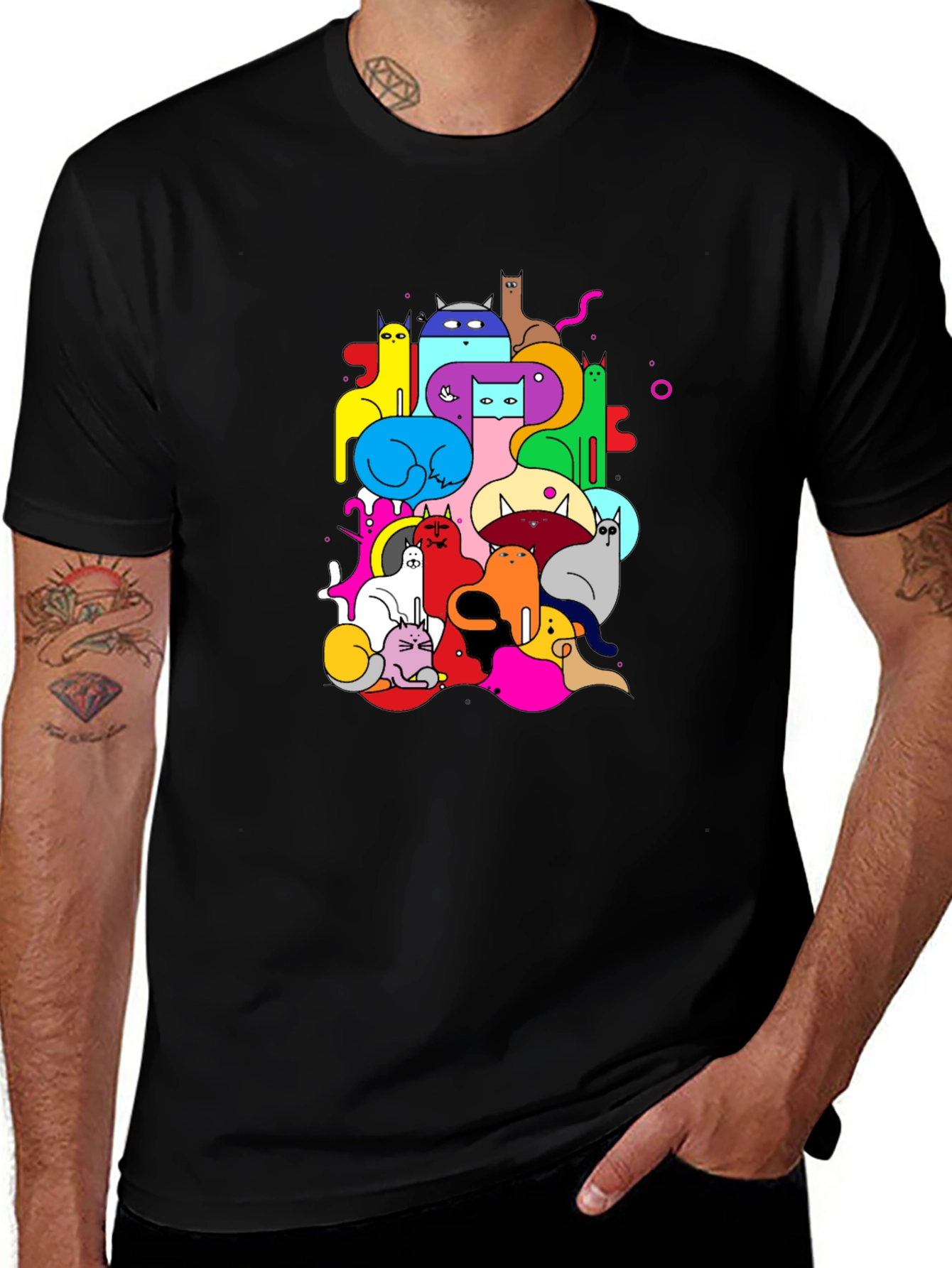 Colorful Cats Graphic Tee