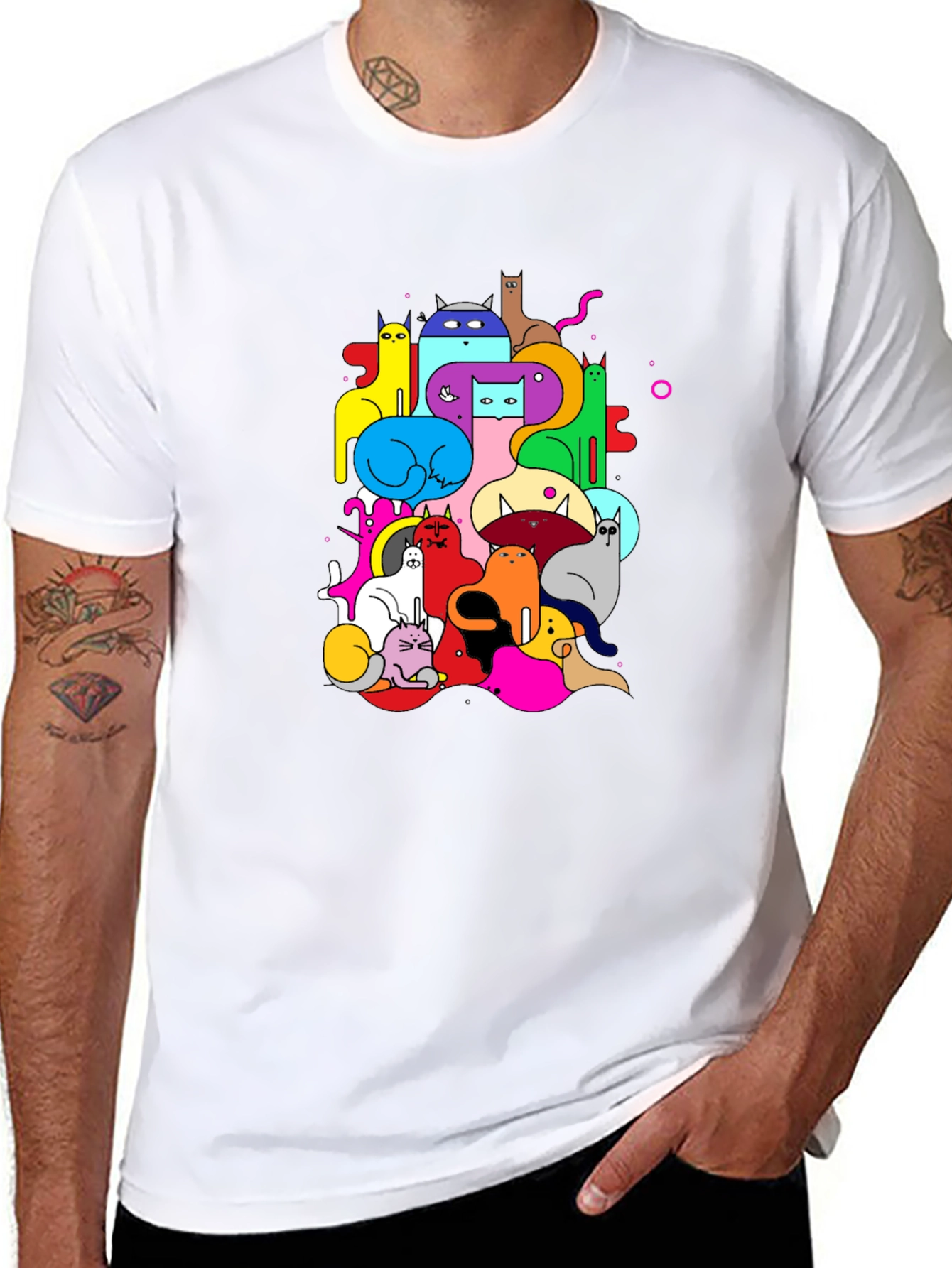Colorful Cats Graphic Tee