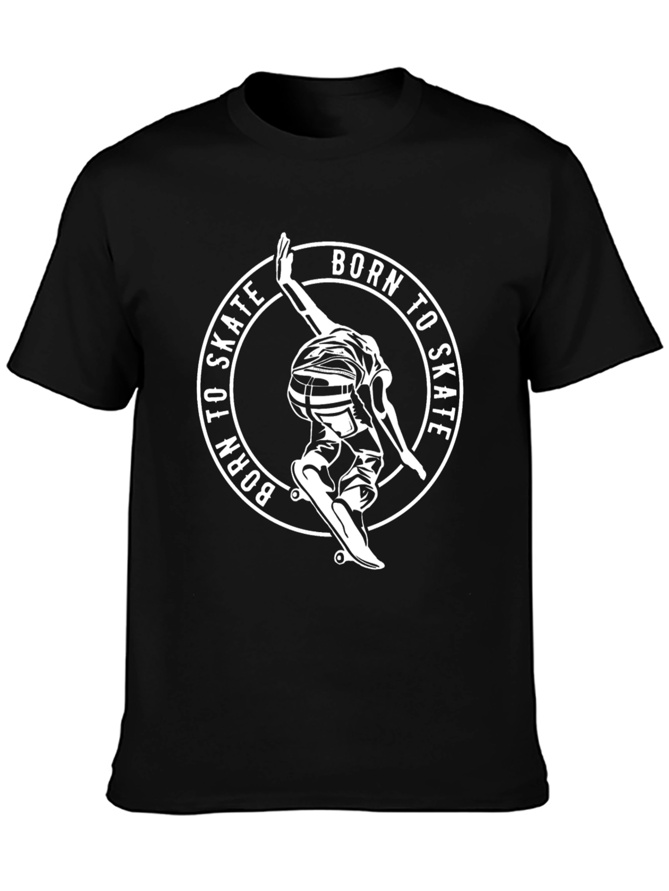 Born to Skate Black T-Shirt - Skateboarder Design