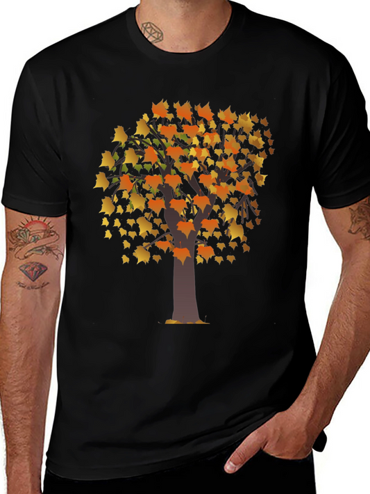 Autumn Tree Graphic Black T-Shirt