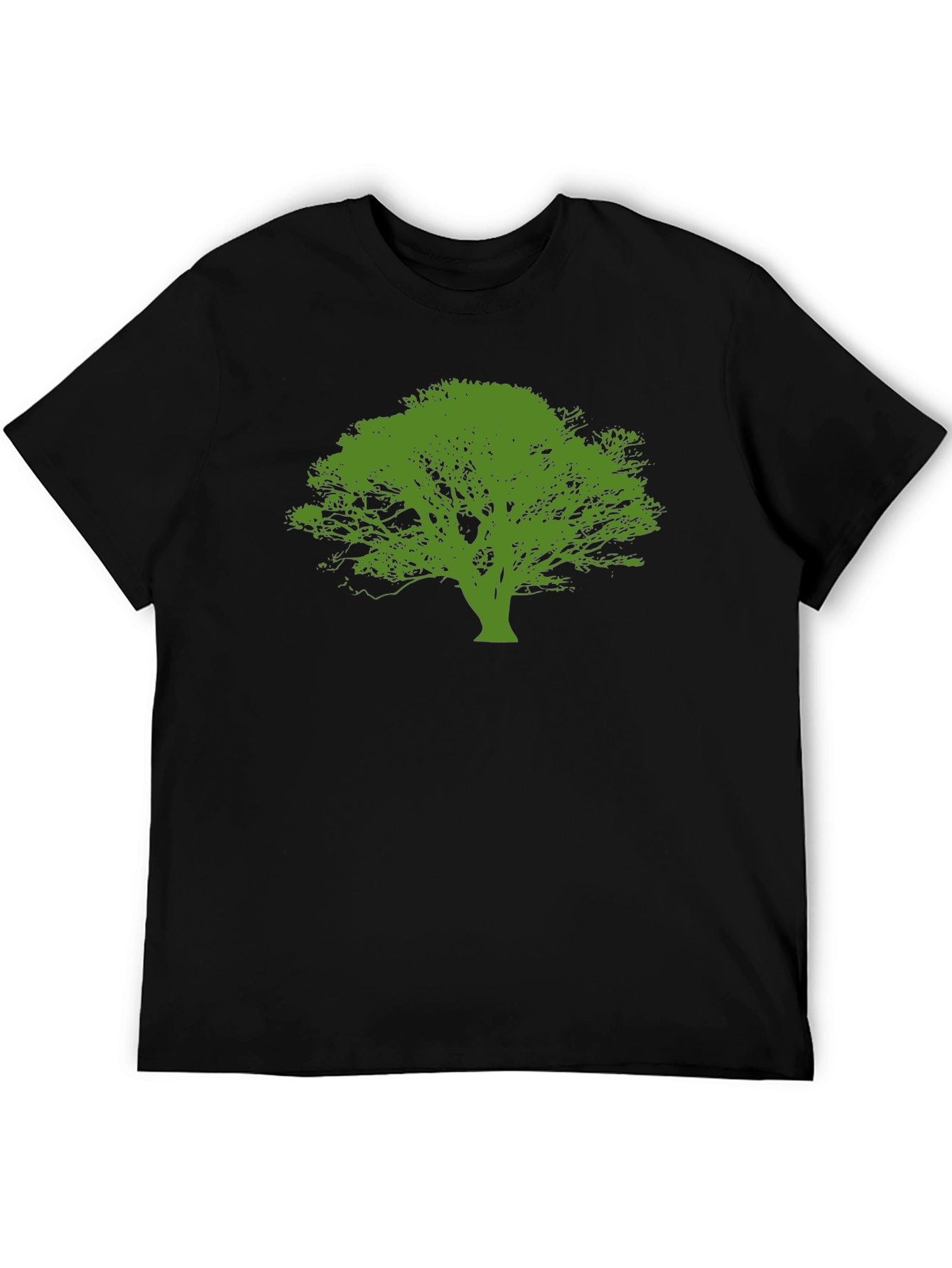 Green Tree Graphic Black T-Shirt