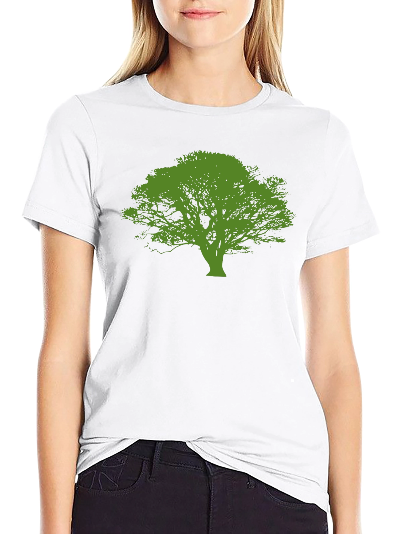 Green Tree Graphic Black T-Shirt