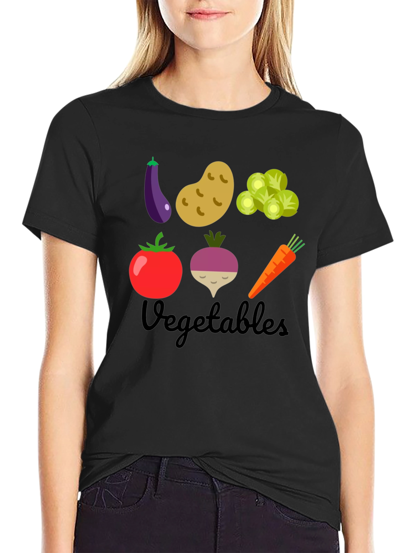 Vegetables Graphic T-Shirt - Black