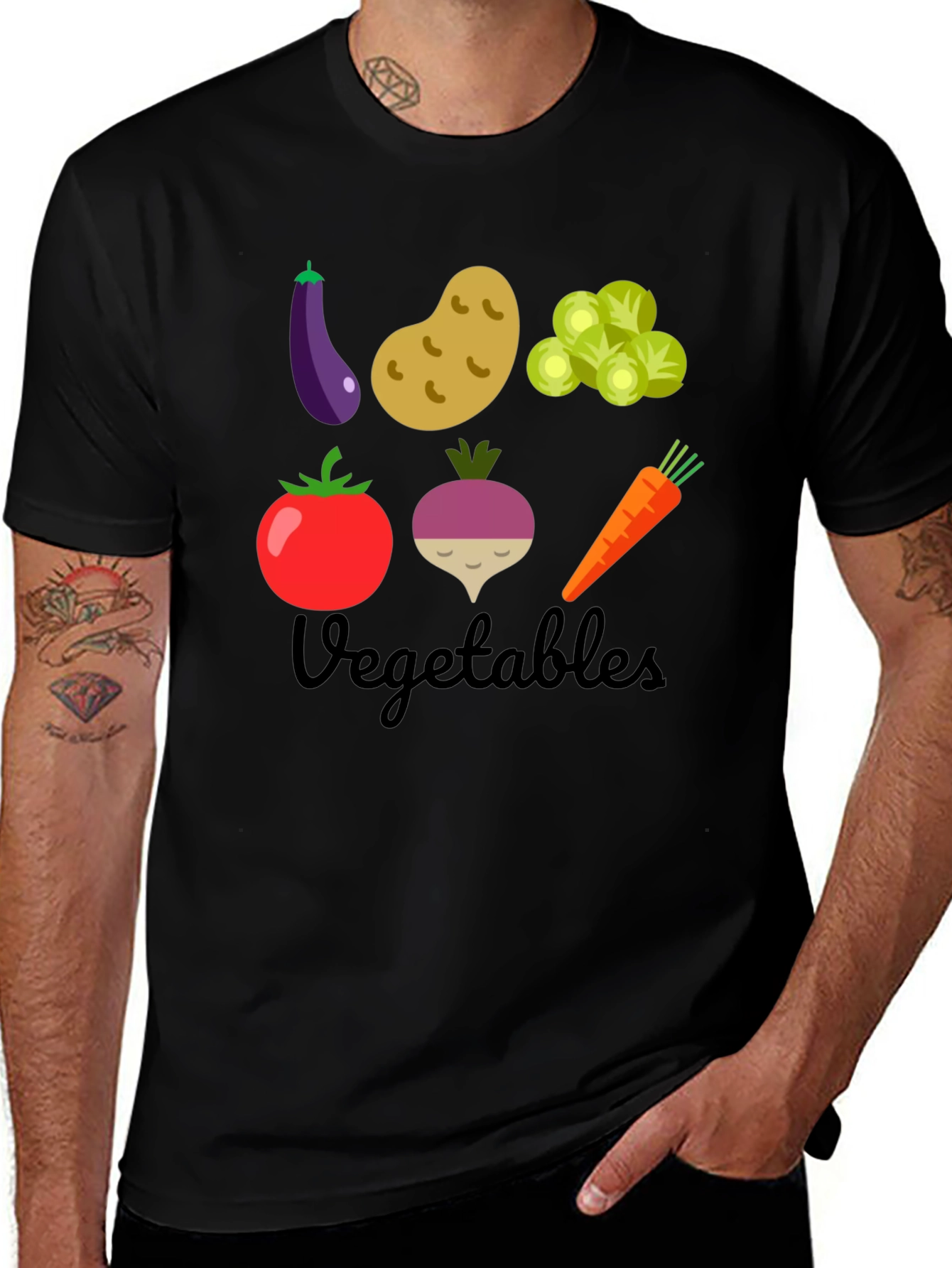 Vegetables Graphic T-Shirt - Black