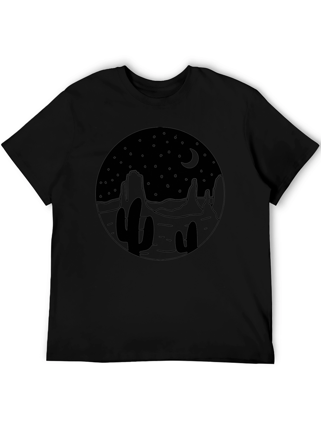 Desert Night Graphic Tee - Black Cotton T-Shirt