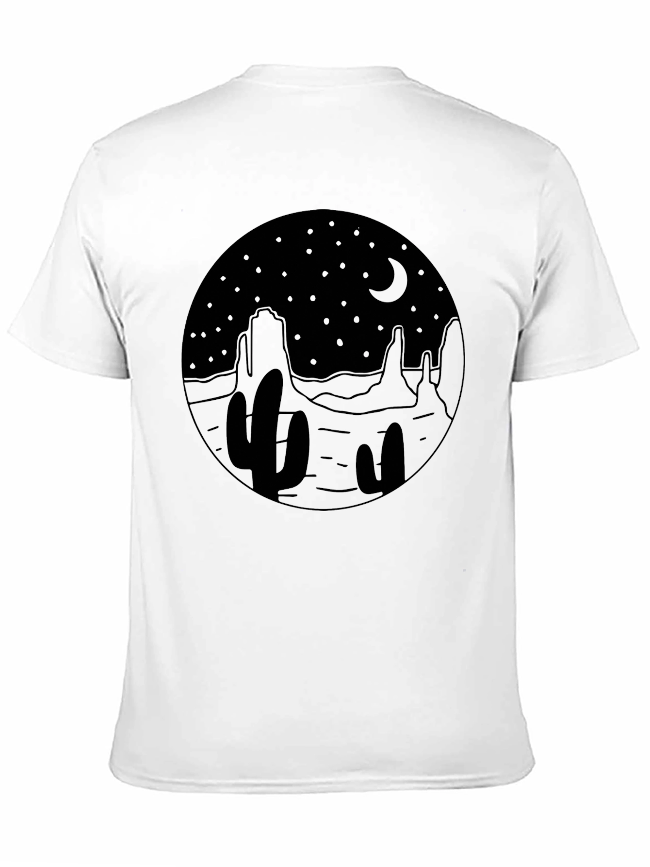 Desert Night Graphic Tee - Black Cotton T-Shirt