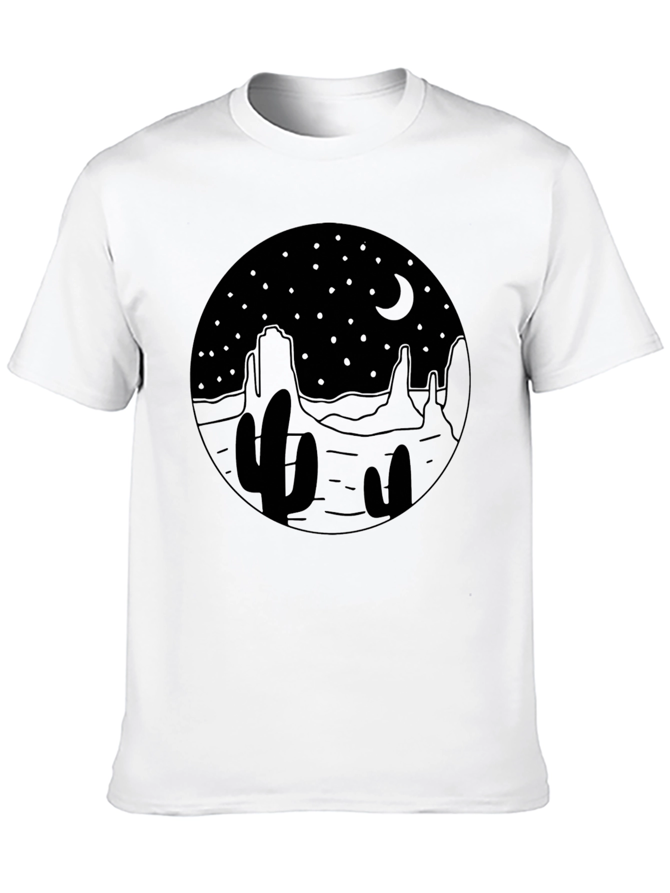 Desert Night Graphic Tee - Black Cotton T-Shirt