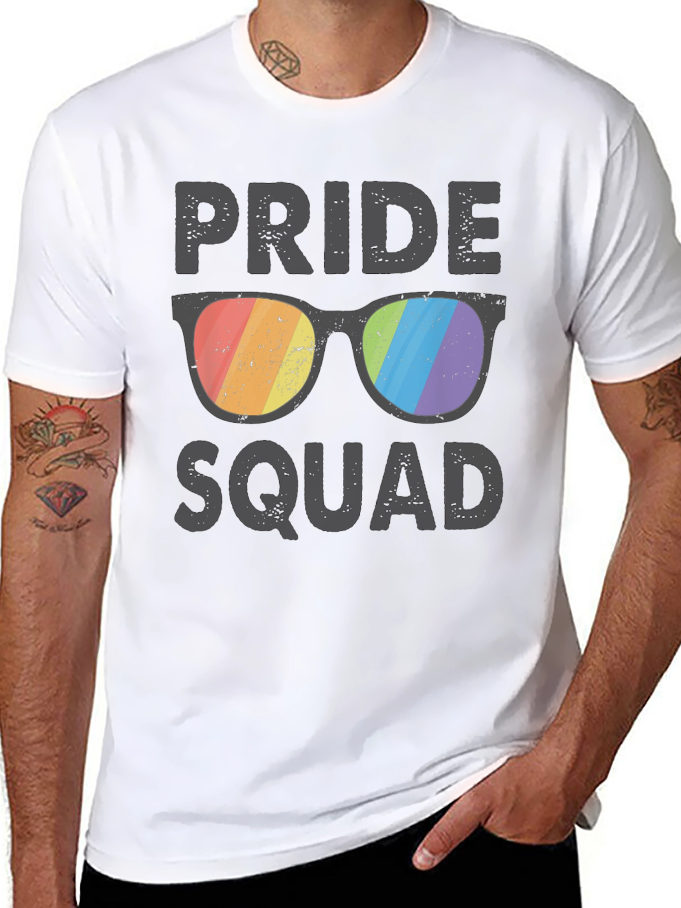 Pride Squad Rainbow Sunglasses Graphic T-Shirt
