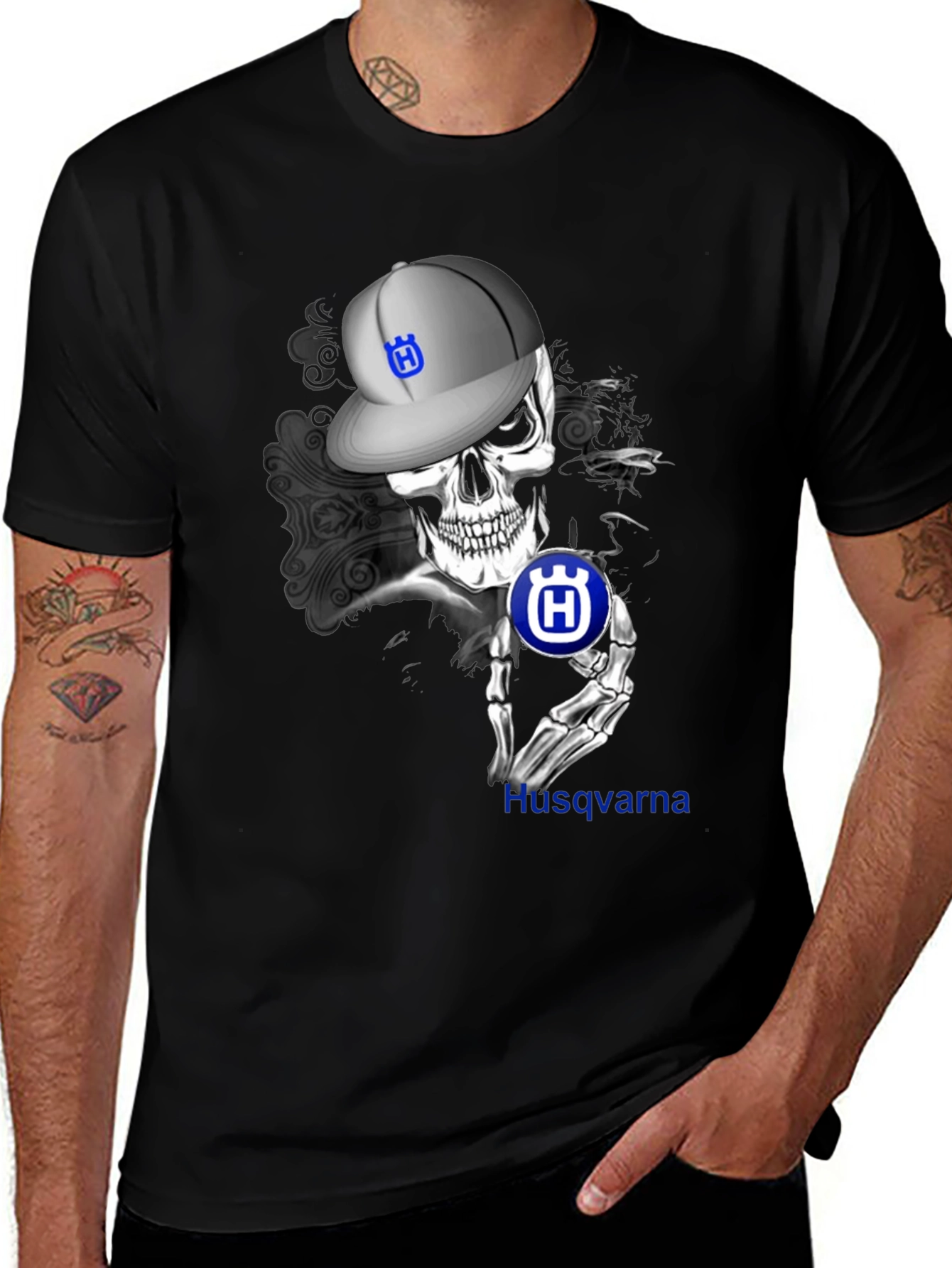 Husqvarna Skull Graphic Tee - Mens Black T-Shirt