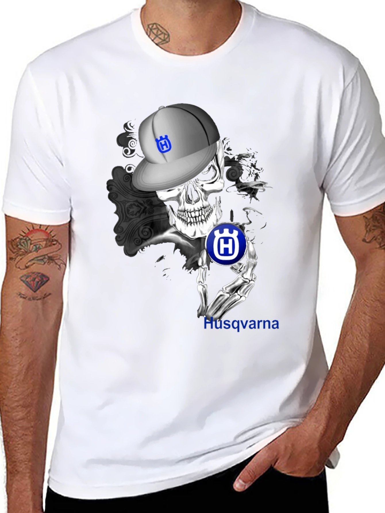 Husqvarna Skull Graphic Tee - Mens Black T-Shirt