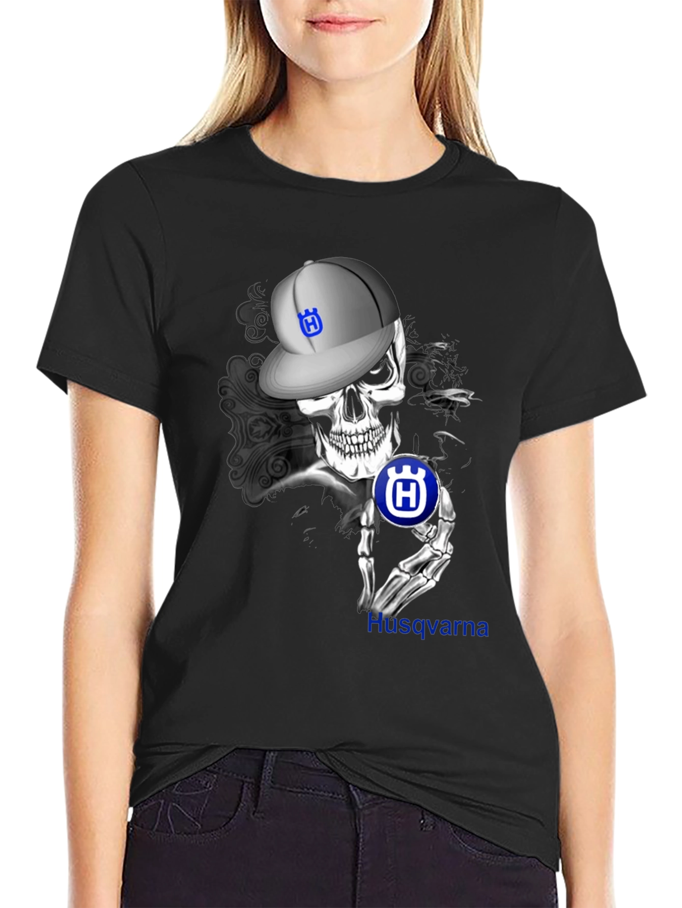 Husqvarna Skull Graphic Tee - Mens Black T-Shirt