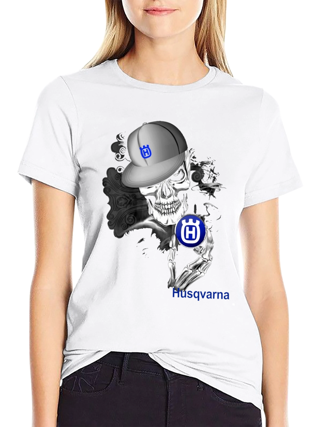 Husqvarna Skull Graphic Tee - Mens Black T-Shirt