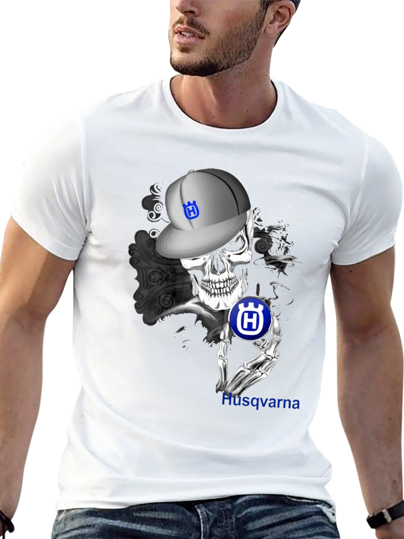 Husqvarna Skull Graphic Tee - Mens Black T-Shirt