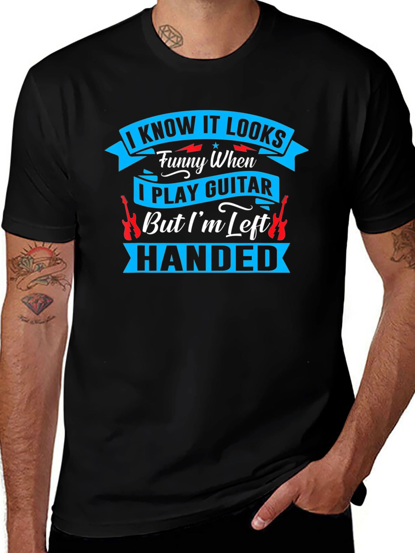 Funny Left Handed Guitar Player T-Shirt