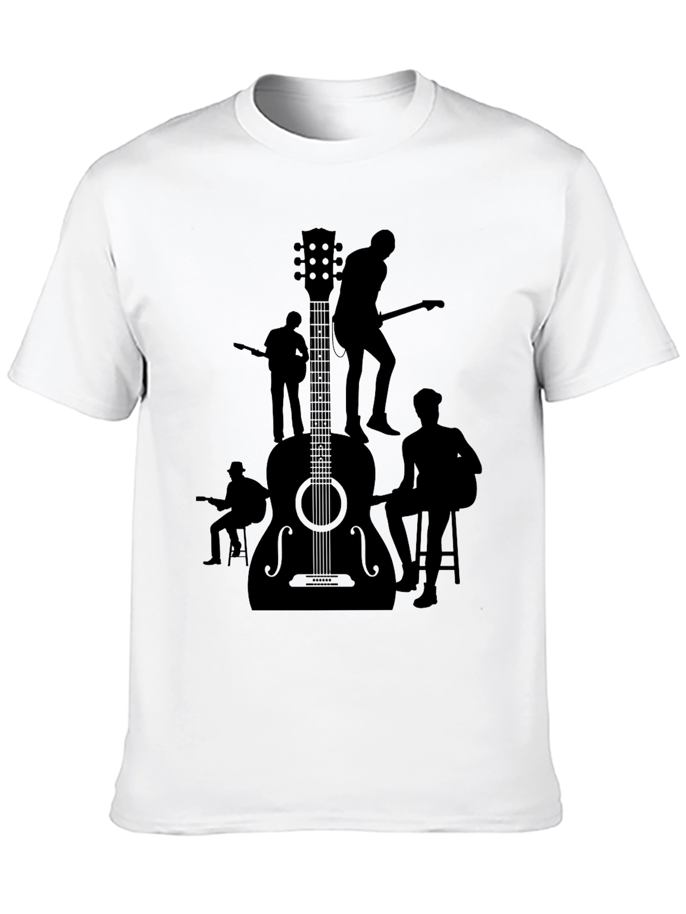 Guitar Band Silhouette Graphic Tee - Black