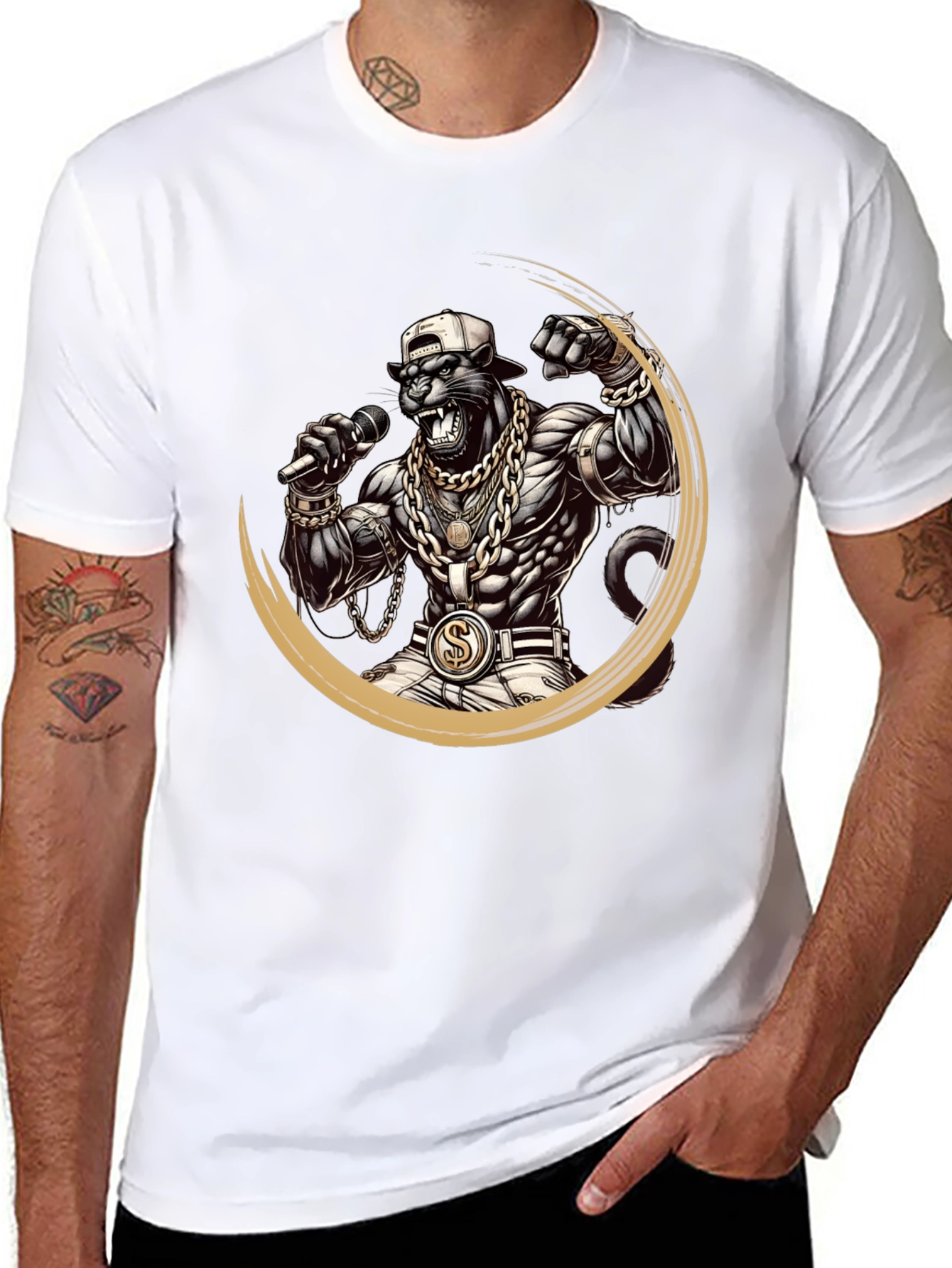Rapper Panther Graphic Black Tee