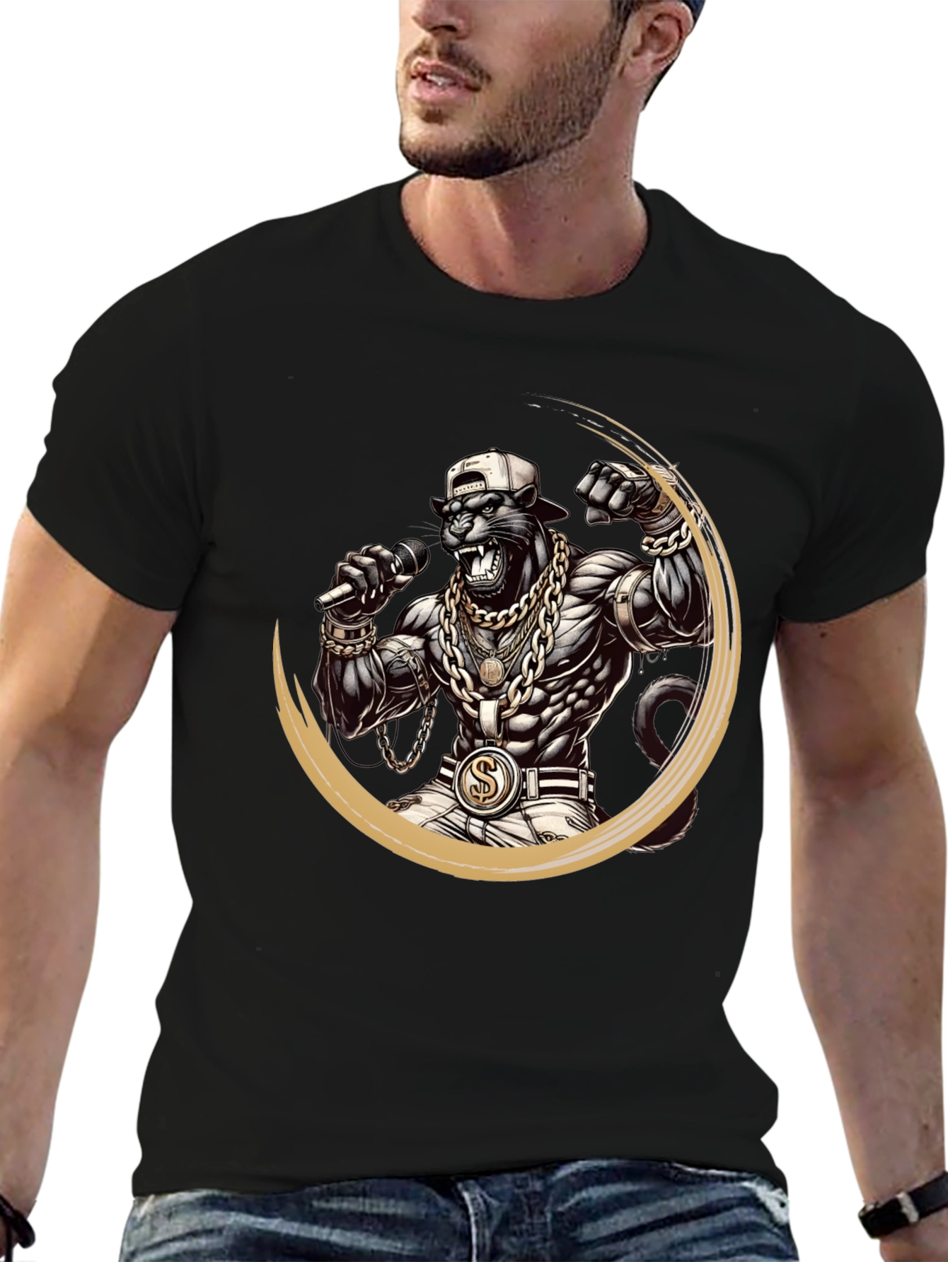 Rapper Panther Graphic Black Tee