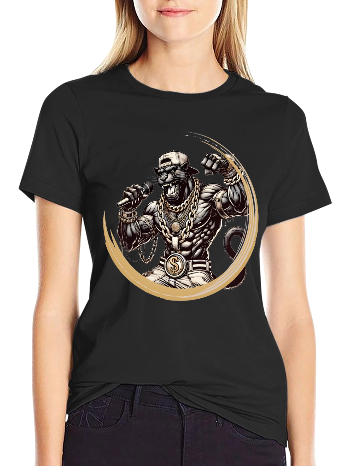 Rapper Panther Graphic Black Tee