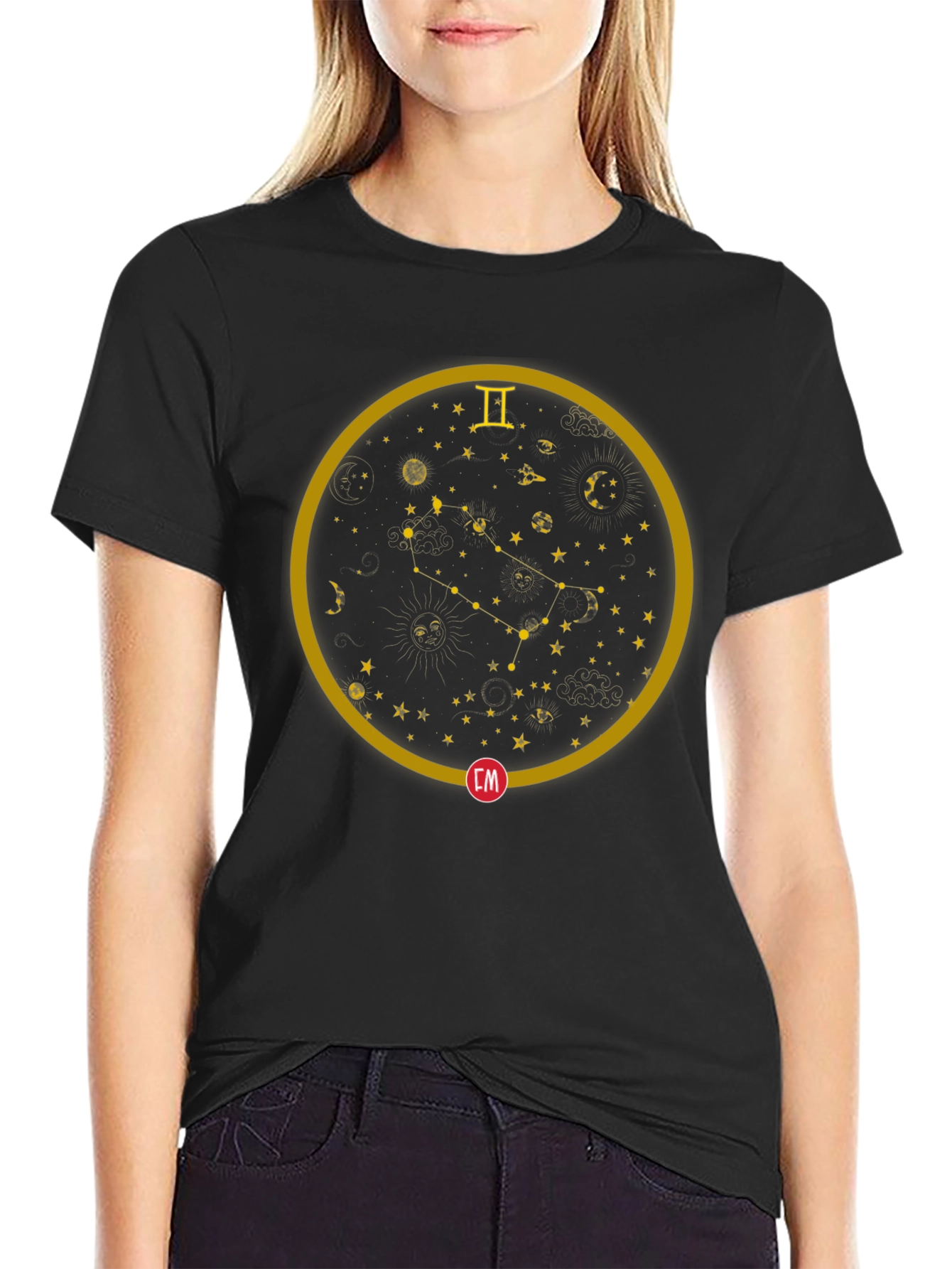 Gemini Constellation Graphic Print T-Shirt
