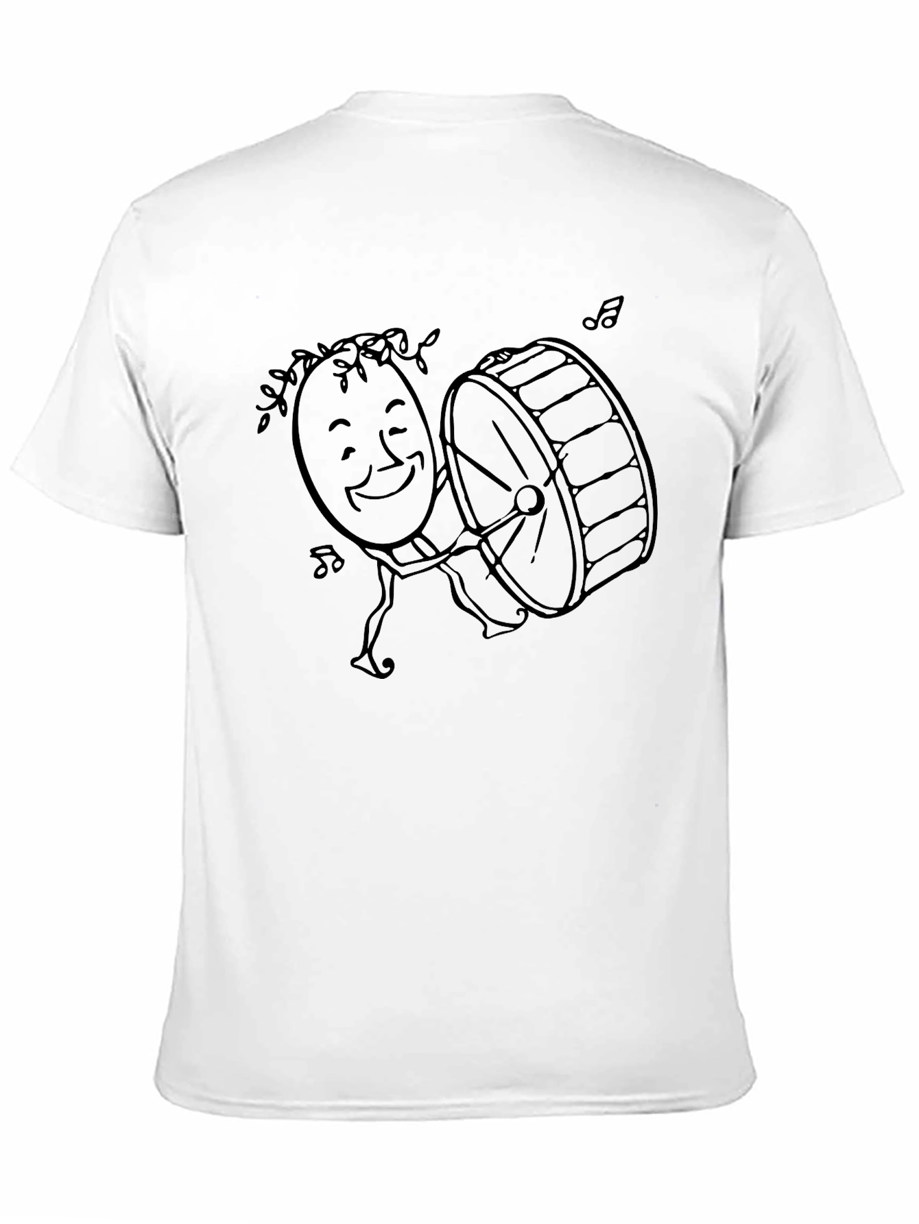 Cartoon Drummer Graphic T-Shirt - Black