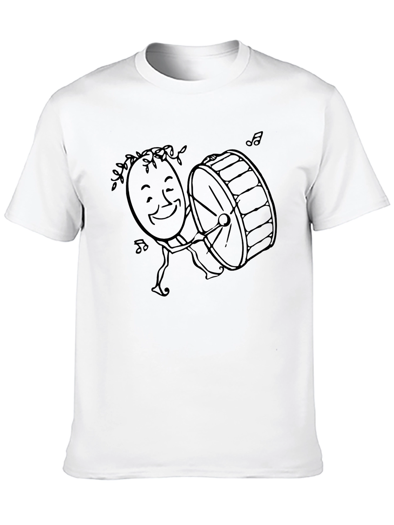 Cartoon Drummer Graphic T-Shirt - Black