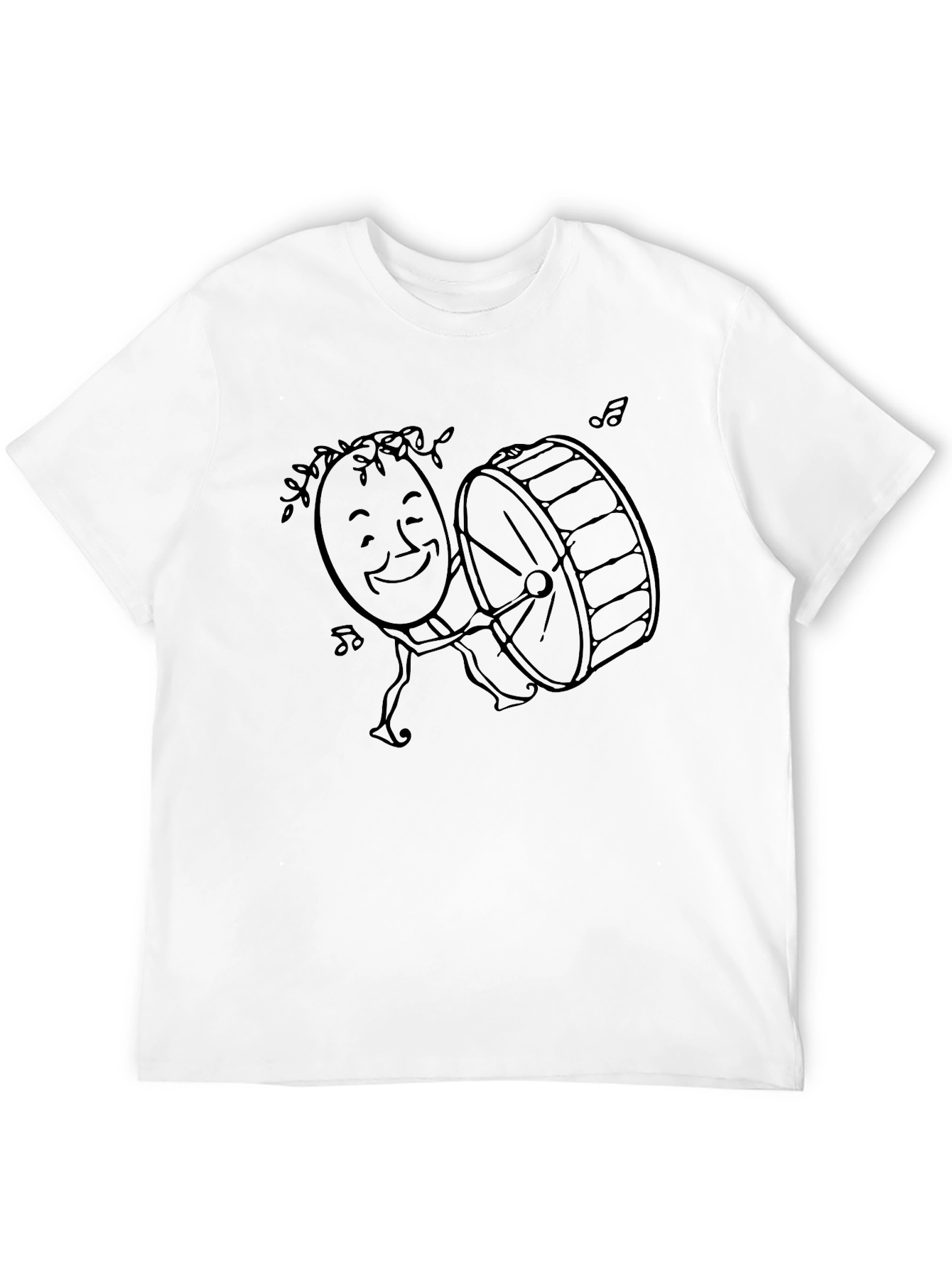 Cartoon Drummer Graphic T-Shirt - Black