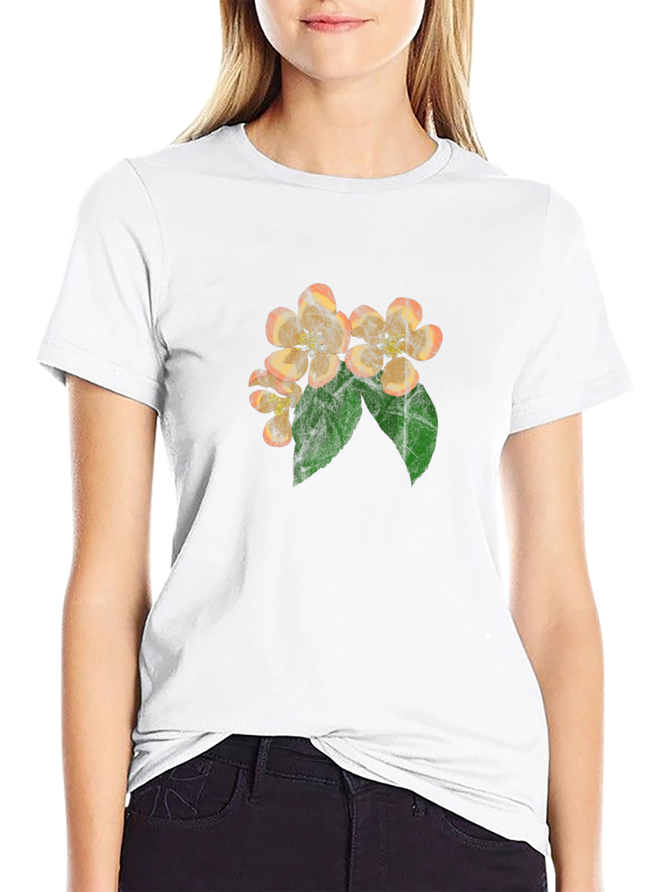 Floral Blossom Print Black T-Shirt