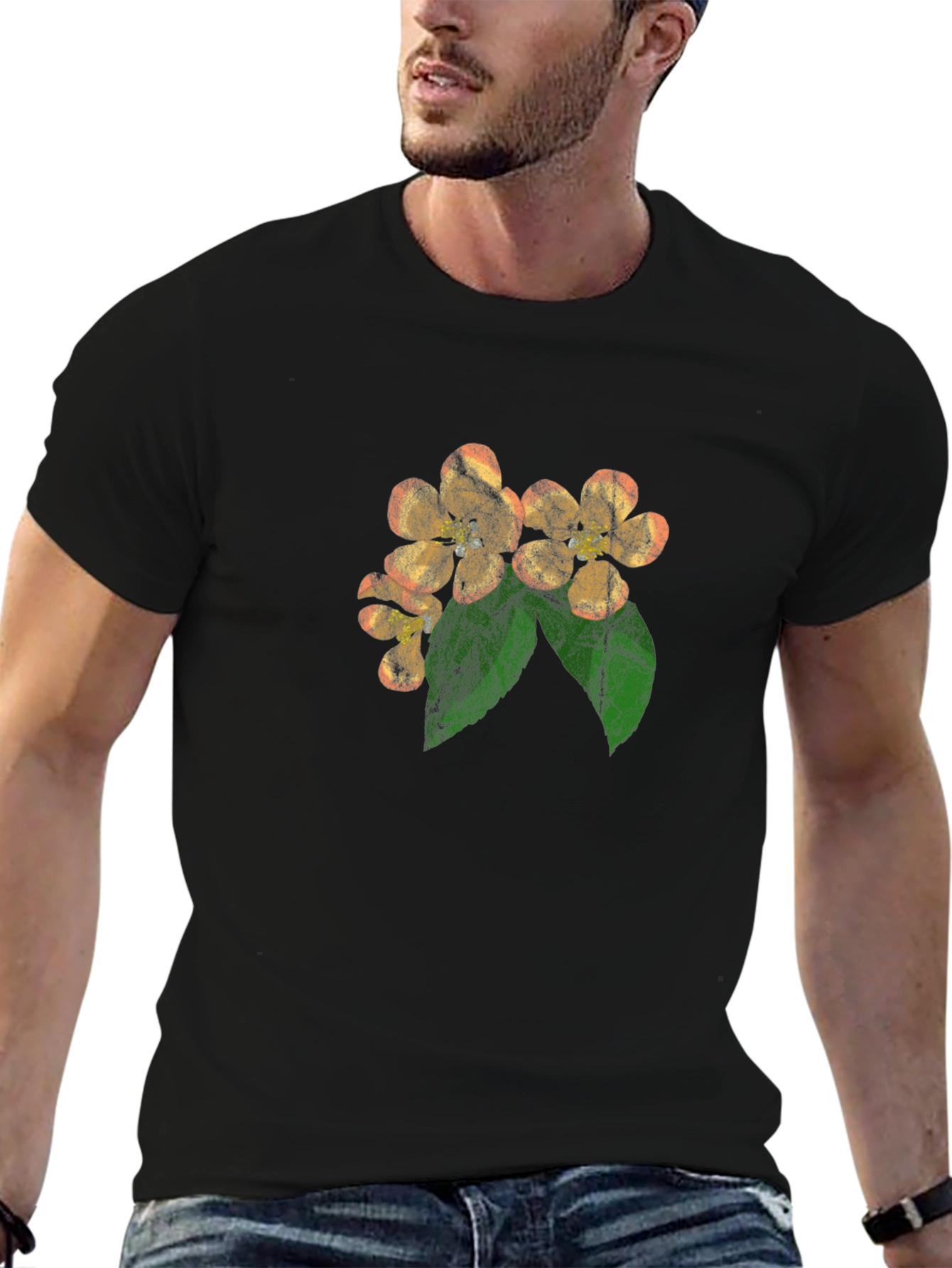 Floral Blossom Print Black T-Shirt