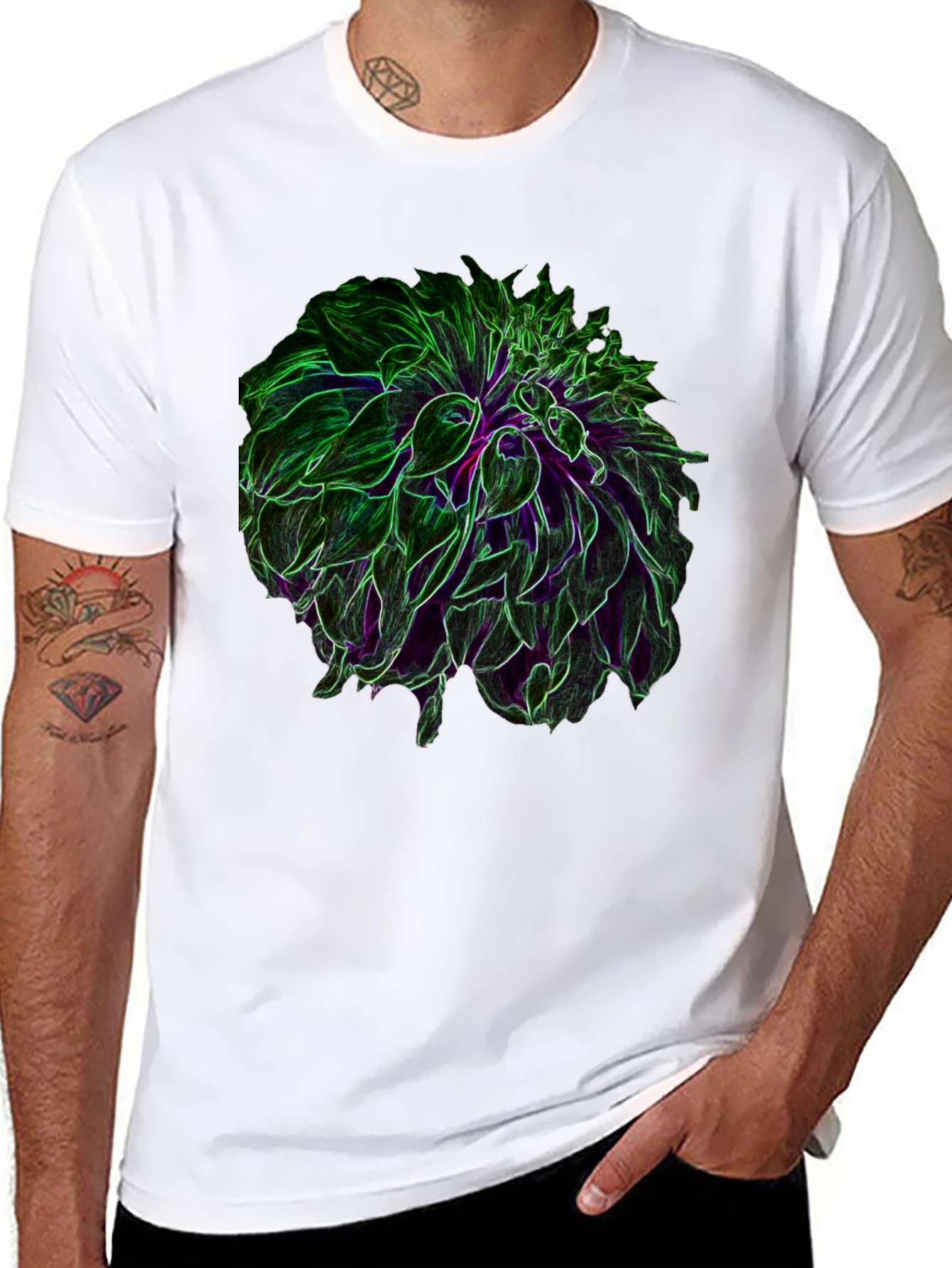 Neon Floral Graphic Black T-Shirt