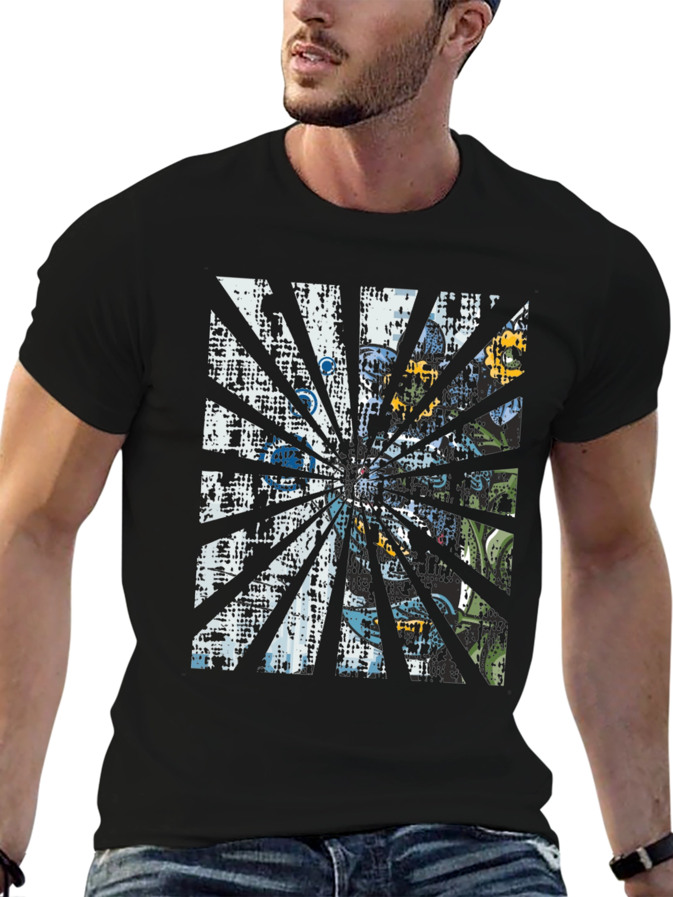 Retro Graphic Print Tee - Black