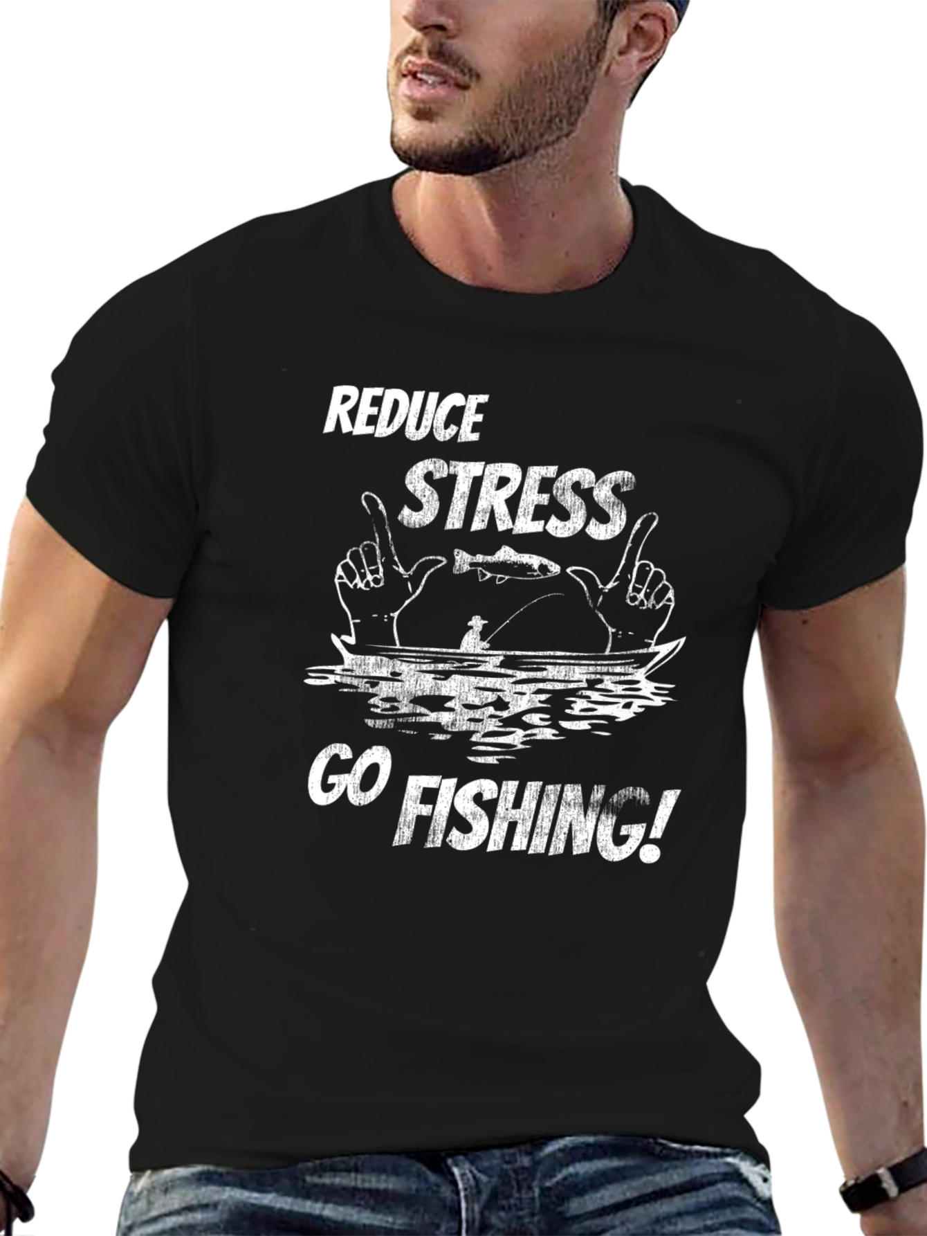 Reduce Stress Go Fishing Mens T-Shirt