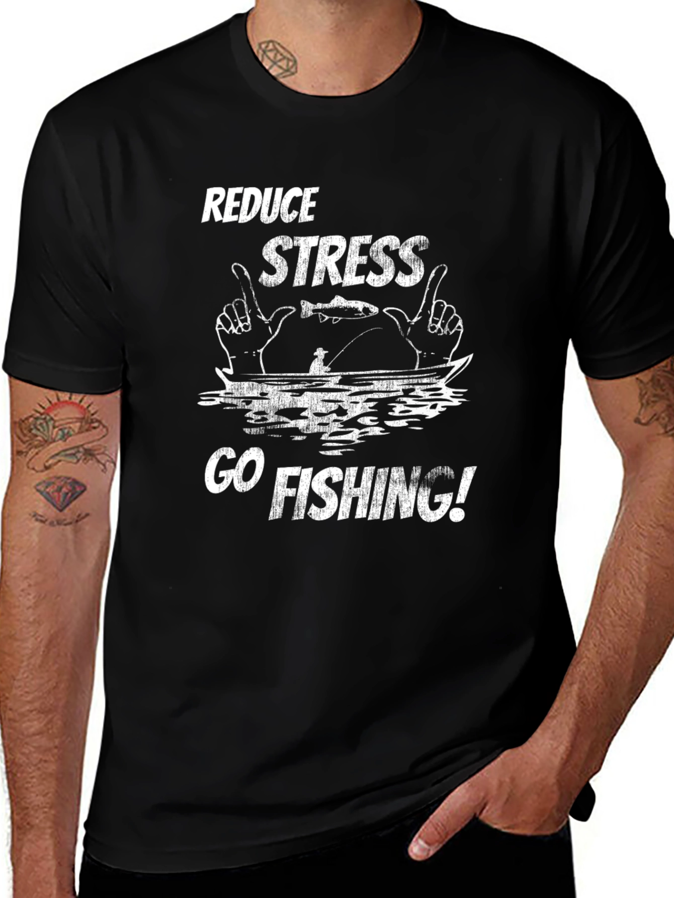 Reduce Stress Go Fishing Mens T-Shirt