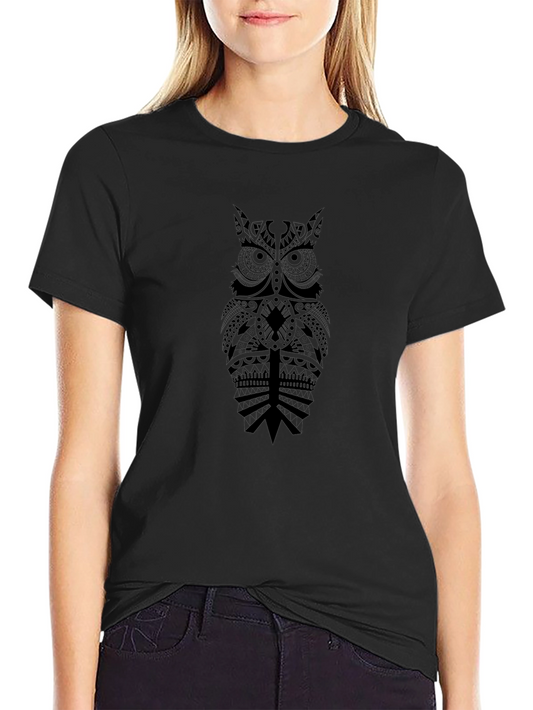 Black Owl Graphic Print T-Shirt