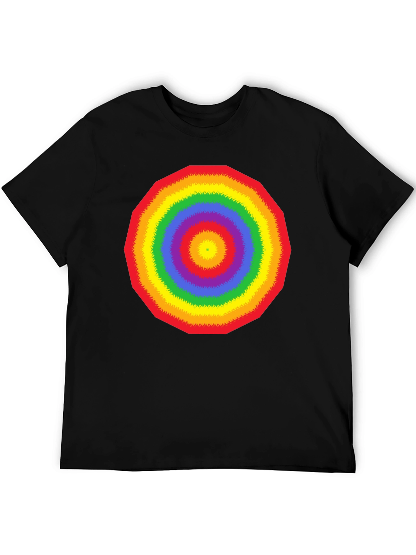 Rainbow Circle Graphic Black T-Shirt